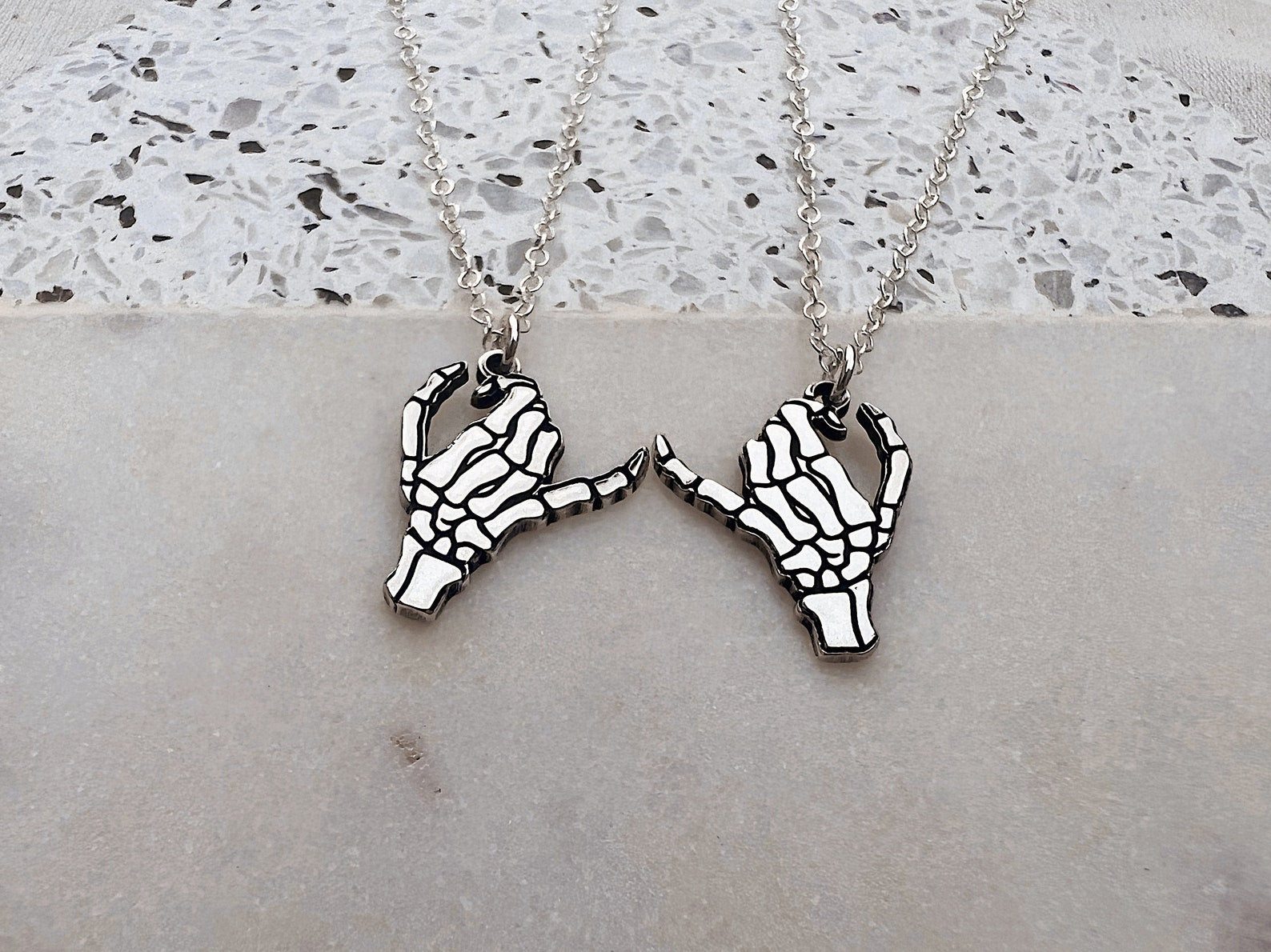 Matching Double Skeleton Pinky Swear Necklace Set