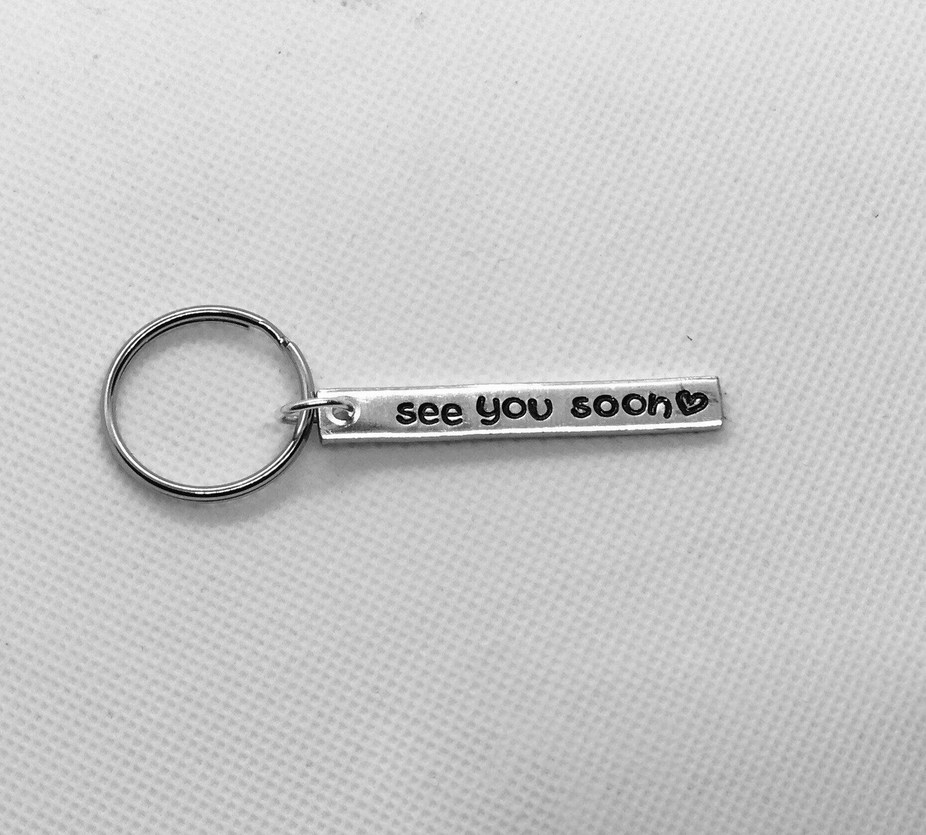 See You Soon Hand Stamped Keychain | Long Distance Relationship | Couples Living Apart | Going Away Gift | College Student | Best Friend