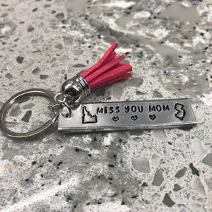 Long Distance Relationship State Miss You Mom Tassel Keychain (1) | USA State To State | Going Away | College Student Gift