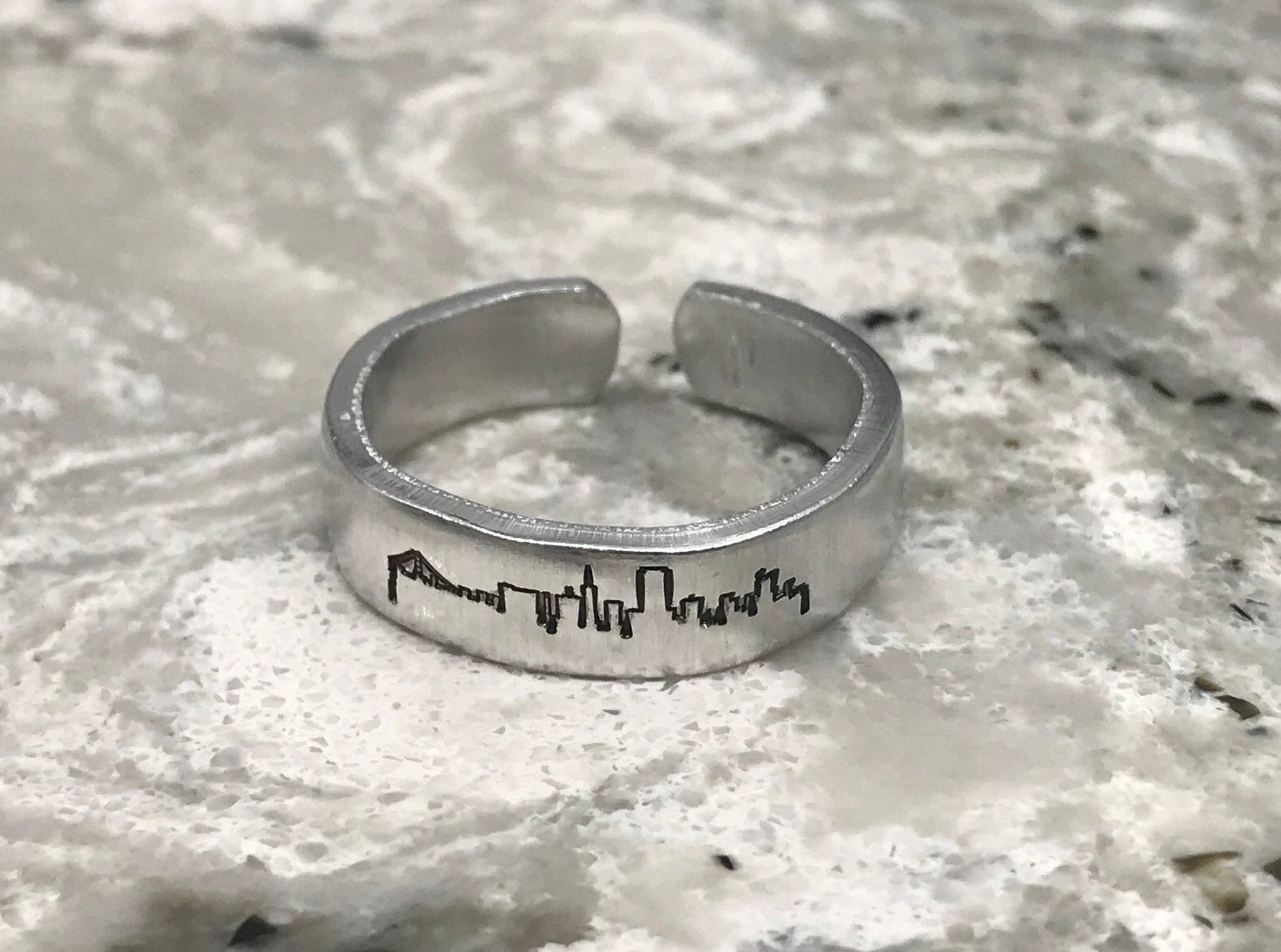 San Francisco Skyline Minimalist Stacking Ring | SF Cityscape Ring | Dainty Silver Ring | Long Distance CA | College Student Gift