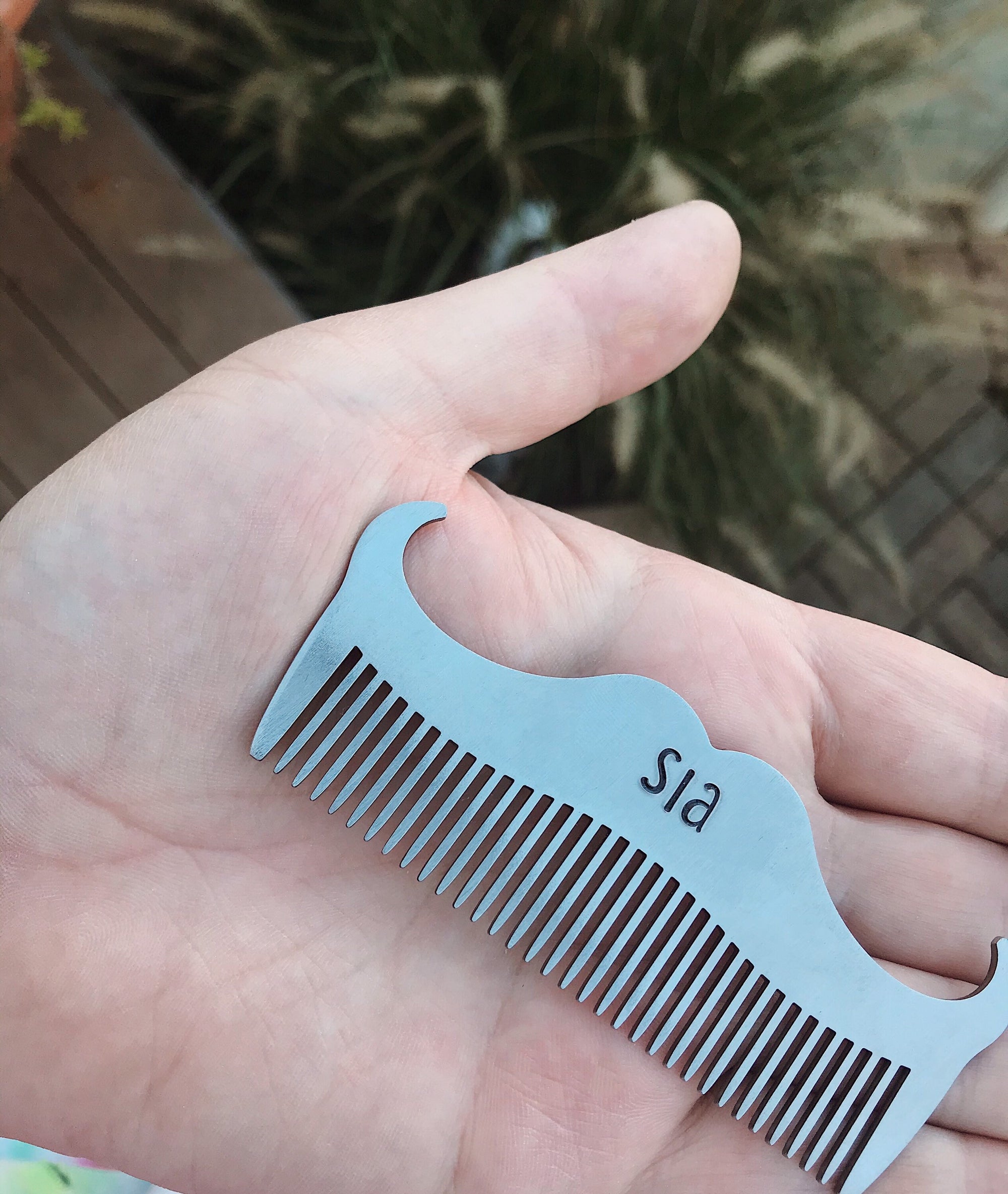 Mens Valentines Gift | Custom Mustache Comb | Father's Day Gift | Personalized Stainless Steel Beard Comb for Dad | Mustache Care