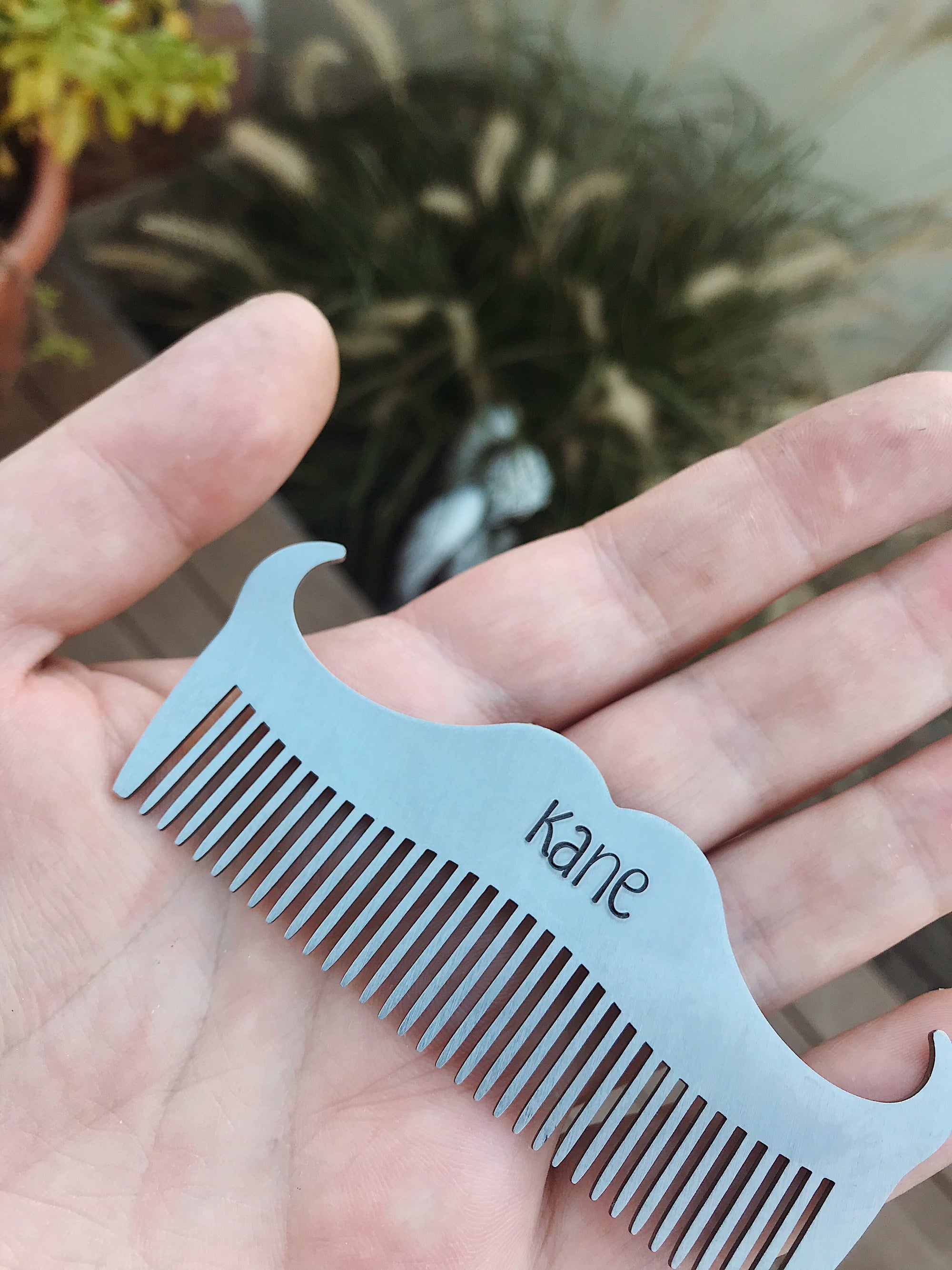 Mens Valentines Gift | Custom Mustache Comb | Father's Day Gift | Personalized Stainless Steel Beard Comb for Dad | Mustache Care