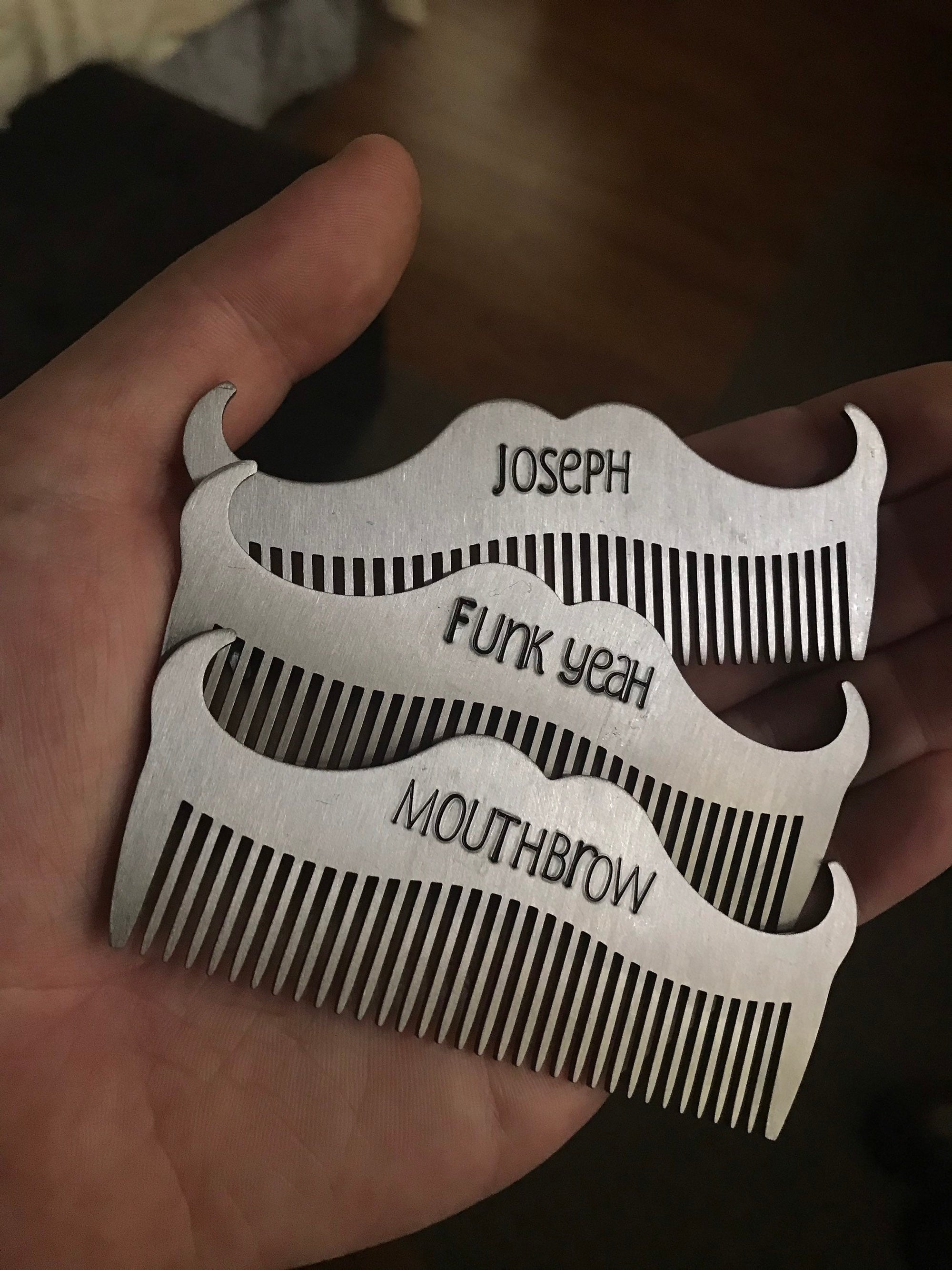 Mens Valentines Gift | Custom Mustache Comb | Father's Day Gift | Personalized Stainless Steel Beard Comb for Dad | Mustache Care