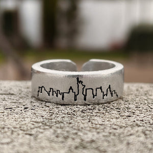 New York City Skyline Minimalist Stacking Ring | NYC Cityscape Ring | Dainty Silver Ring | Long Distance NY | College Student Gift