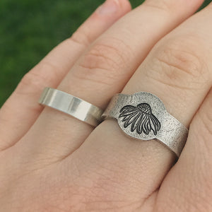 Echinacea Floral Signet Ring | Echinacea Jewelry | Birth Flower Ring | Best Friend Birthday Gifts | Mother's Day Gift | Best Friend Ring