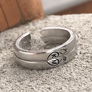 Mini Matching 2 Ring Custom Initials Pinky Swear Heart Stacking Ring Set | Pinky Promise Ring | Best Friend Birthday Gifts | Valentine's Day