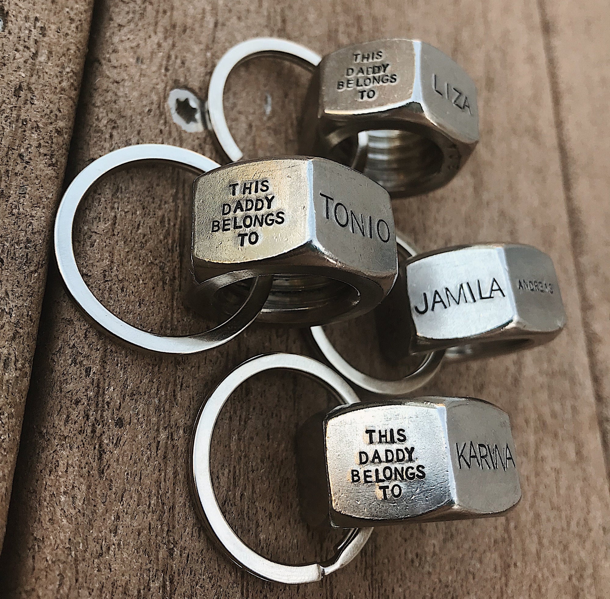 UP TO 5 NAMES: Unique Father's Day Gift | This Daddy Belongs To Keychain | Mens Valentines Gift | First Fathers Day | Kids Name Personalized