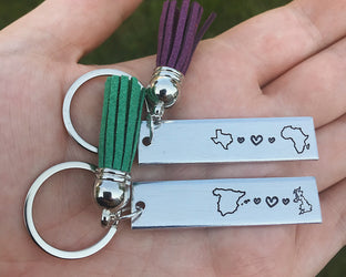 52 STATES (dc & pr), 11 COUNTRIES Long Distance Relationship State Keychain (1) | Anniversary Gifts for Boyfriend | Couples Living Apart