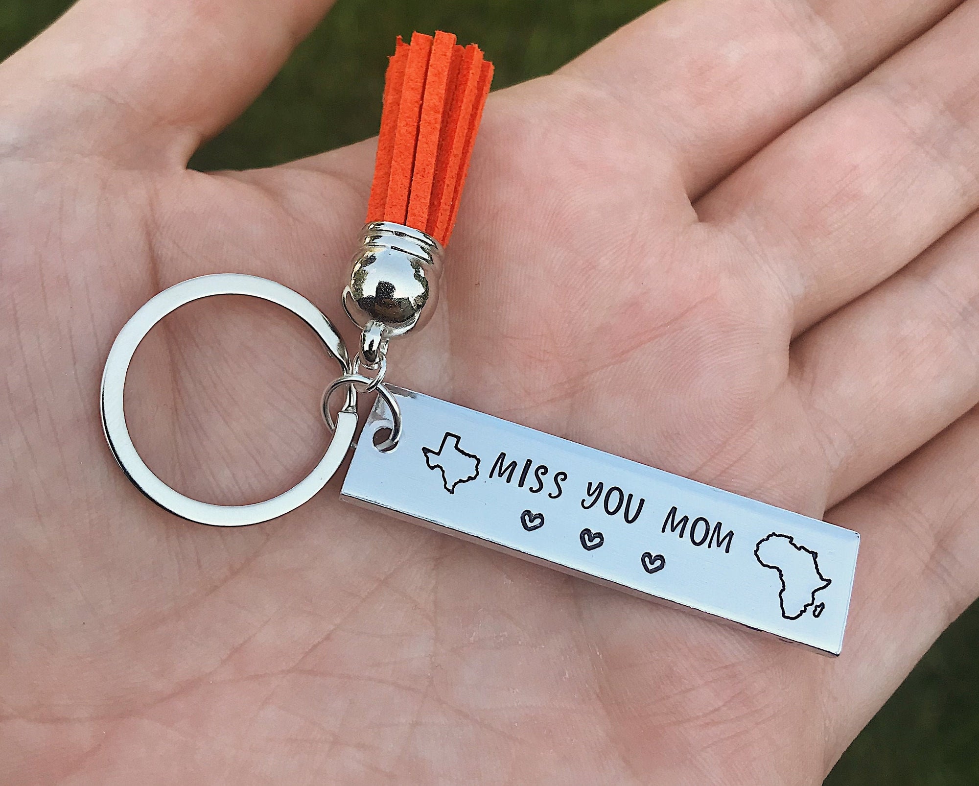 Long Distance Relationship State Miss You Mom Tassel Keychain (1) | USA State To State | Going Away | College Student Gift