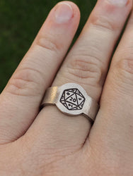 D20 Die Signet Adjustable Stacking Ring | Polyhedral Dice Jewelry | Roleplaying Tabletop Gaming | Fantasy RPG Gamer | Cosplay Jewelry