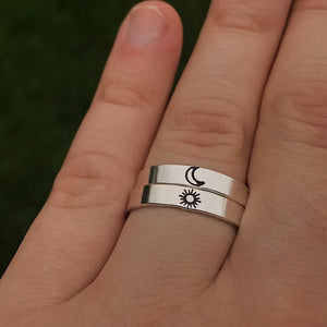 Matching 2 Ring Best Friend Sun & Moon Stacking Ring Set | Best Friend Birthday Gift | Rings for Sisters | Zodiac | Rings for Best Friends