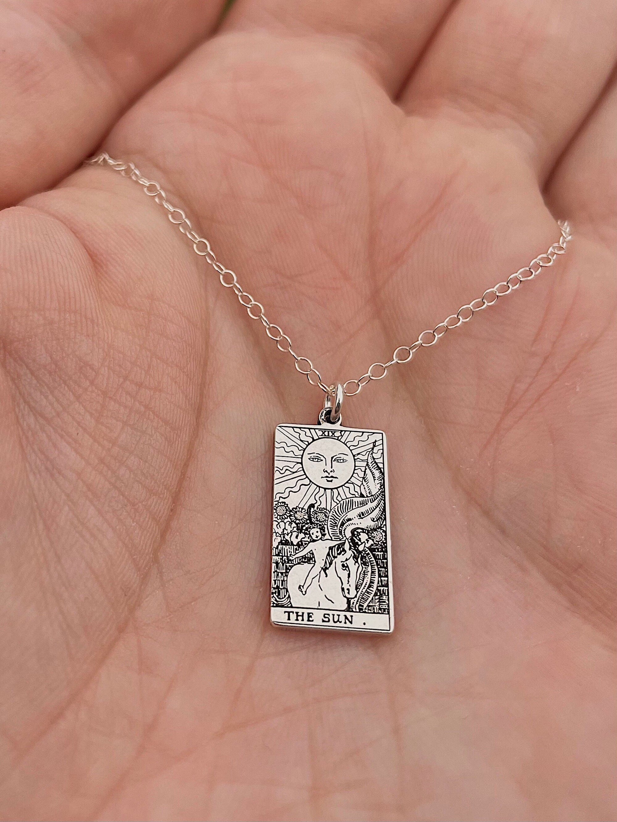 22 CARDS: Dainty Tarot Card Sterling Silver Charm Necklace | Best Friend Birthday Gift | Tarot Card Necklace | Celestial Mystic Jewelry