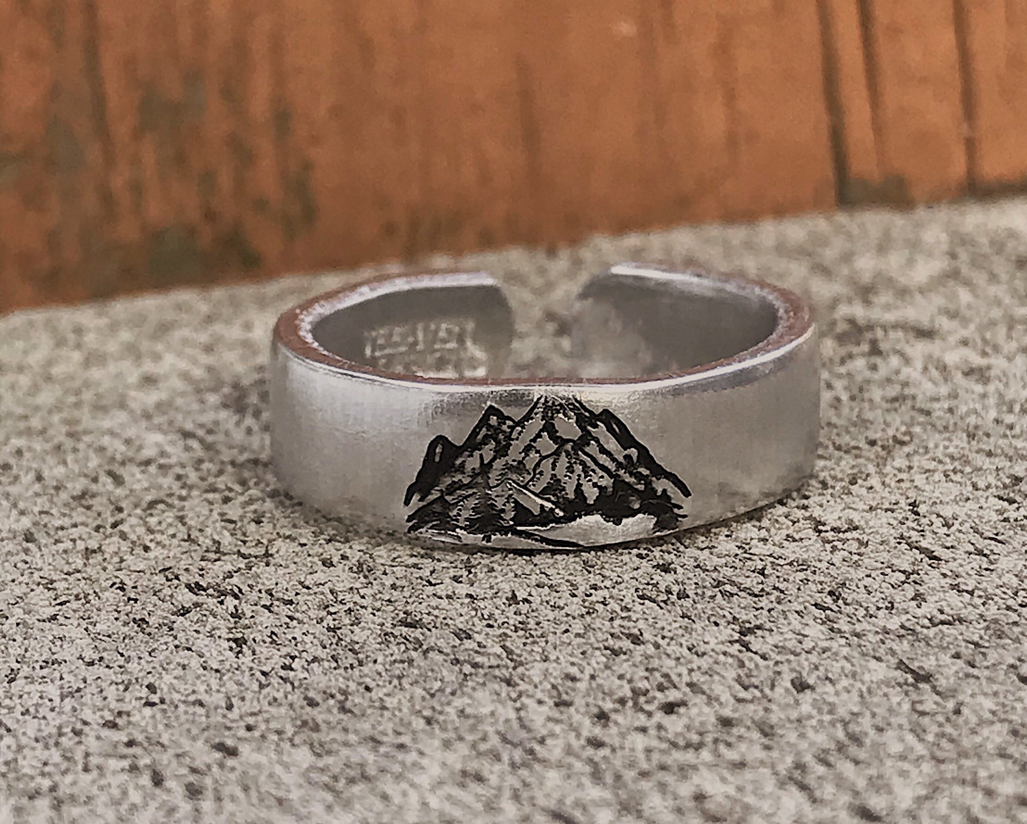 Detailed Mountain Range Stacking Ring | Mountain Ring | Mountains Are Calling and I Must Go | Outdoor Jewelry | Evergreen Forest Ring