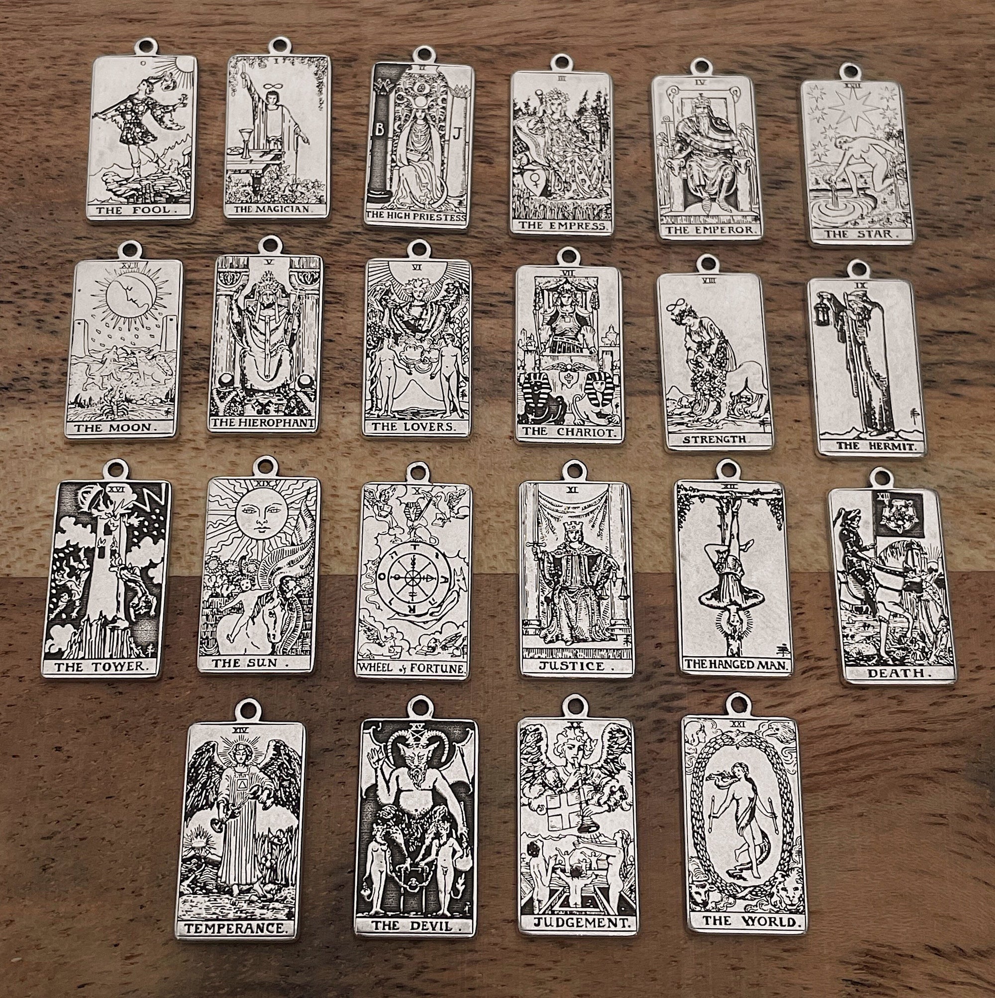 22 CARDS: Large Tarot Card Necklace | Best Friend Birthday Gift | Sterling Silver Tarot Card Necklace | Celestial Mystic Witch Jewelry