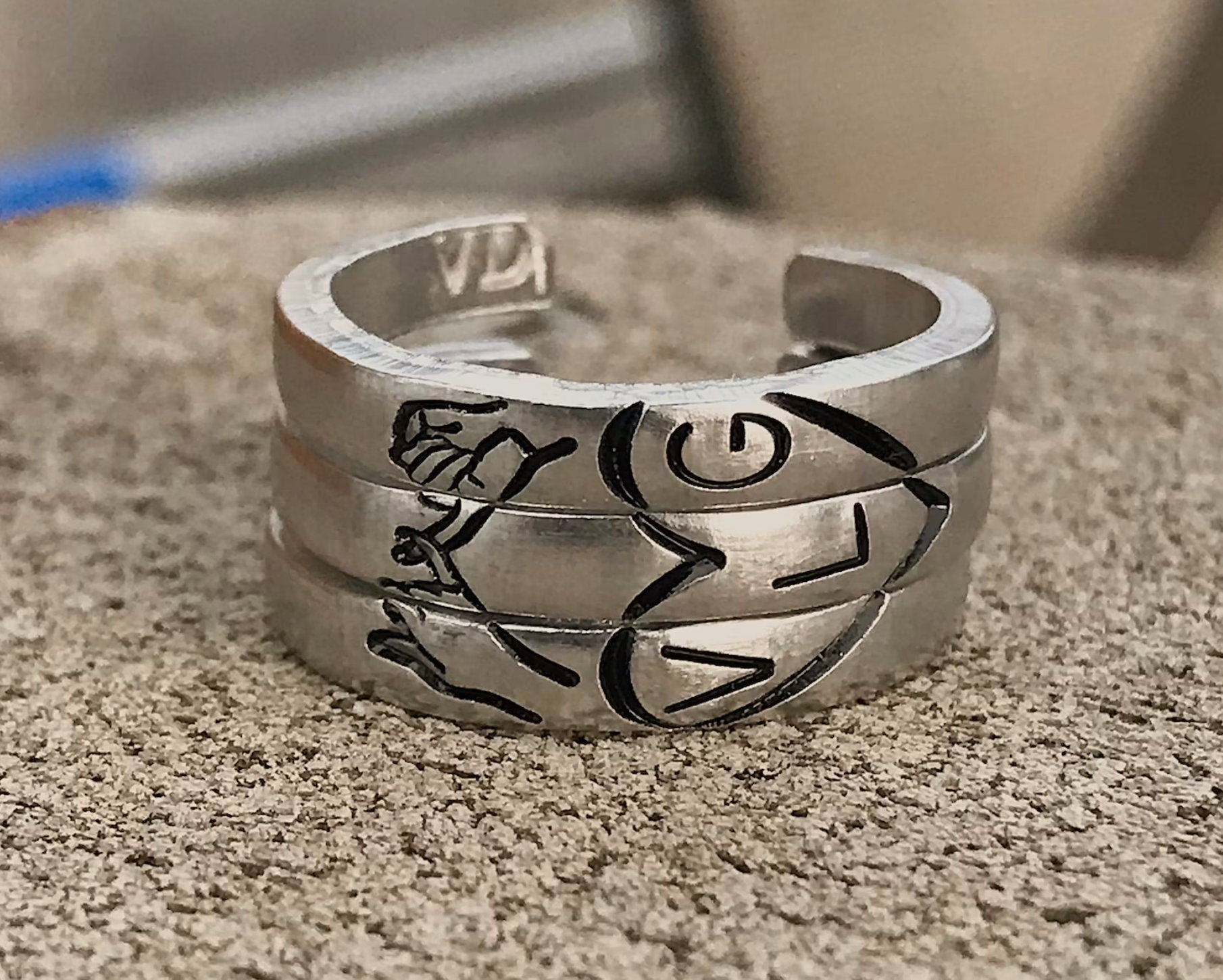 Custom Initials Heart Pinky Swear Ring Set for 3