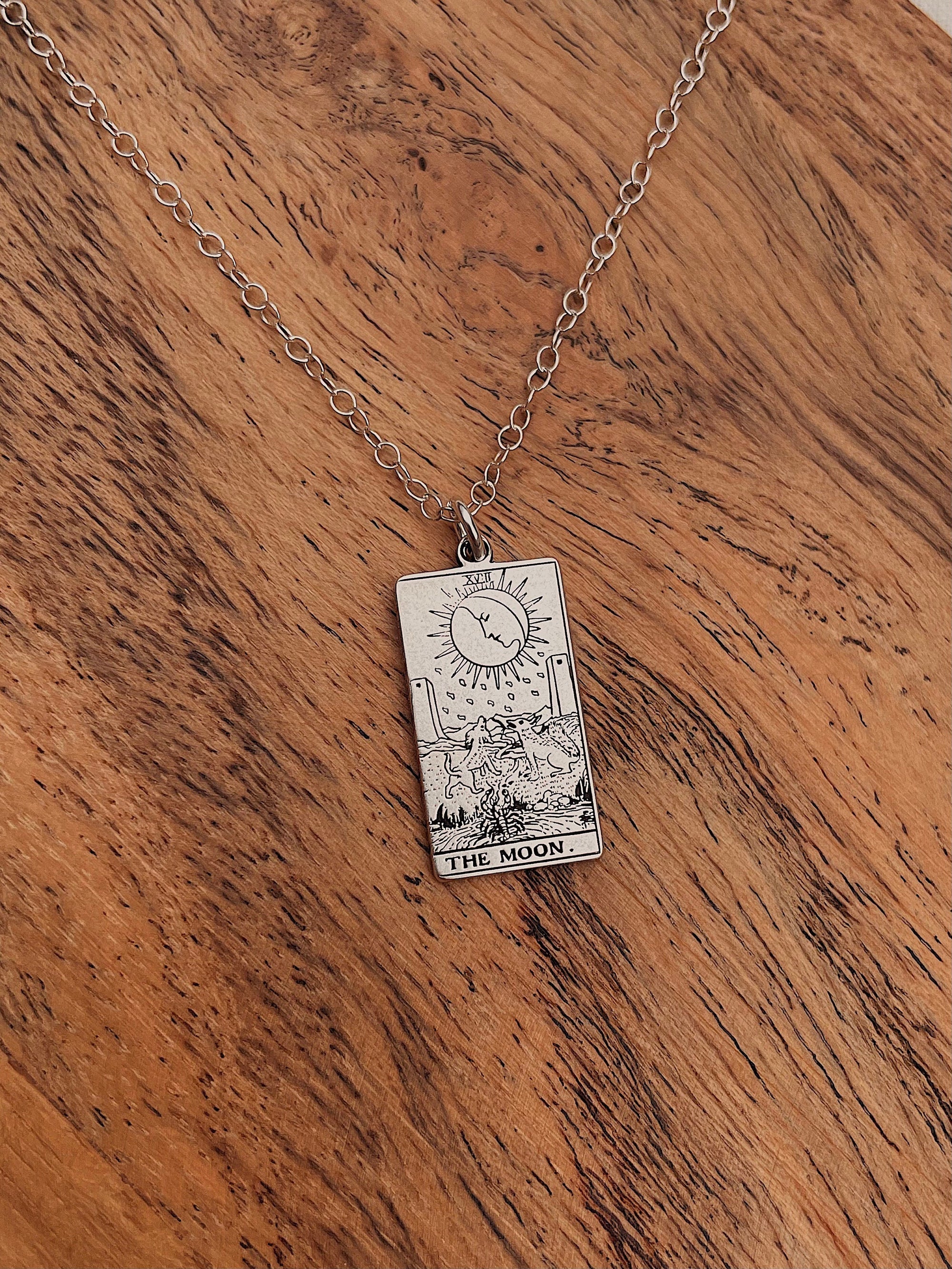 22 CARDS: Dainty Tarot Card Sterling Silver Charm Necklace | Best Friend Birthday Gift | Tarot Card Necklace | Celestial Mystic Jewelry
