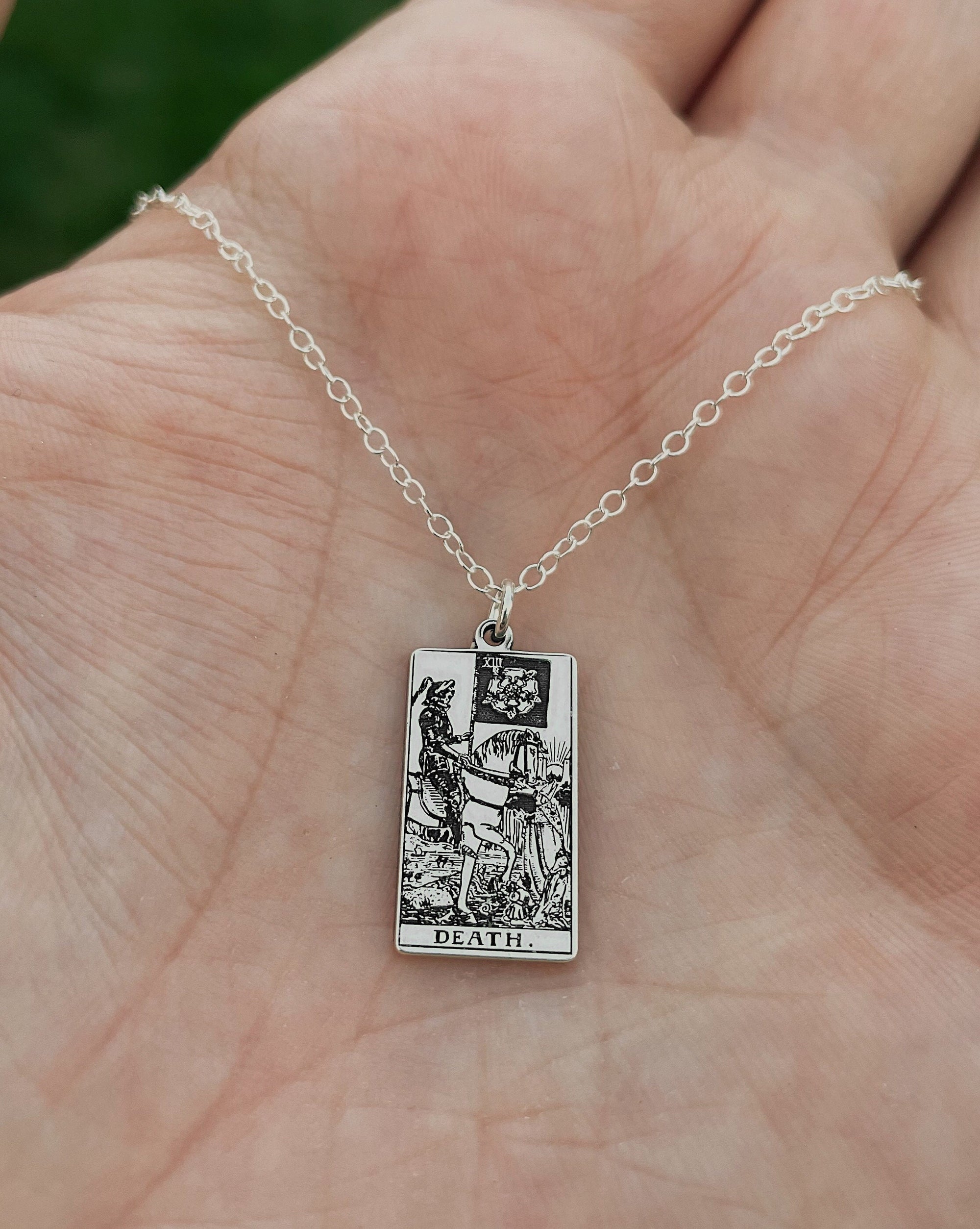Death Tarot Card Necklace - Sterling Silver