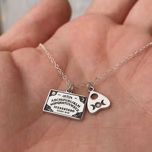 Dainty Ouija Board & Planchette Sterling Silver Charm Necklace | Best Friend Birthday Gift | Witch Necklace | Celestial Mystic Jewelry