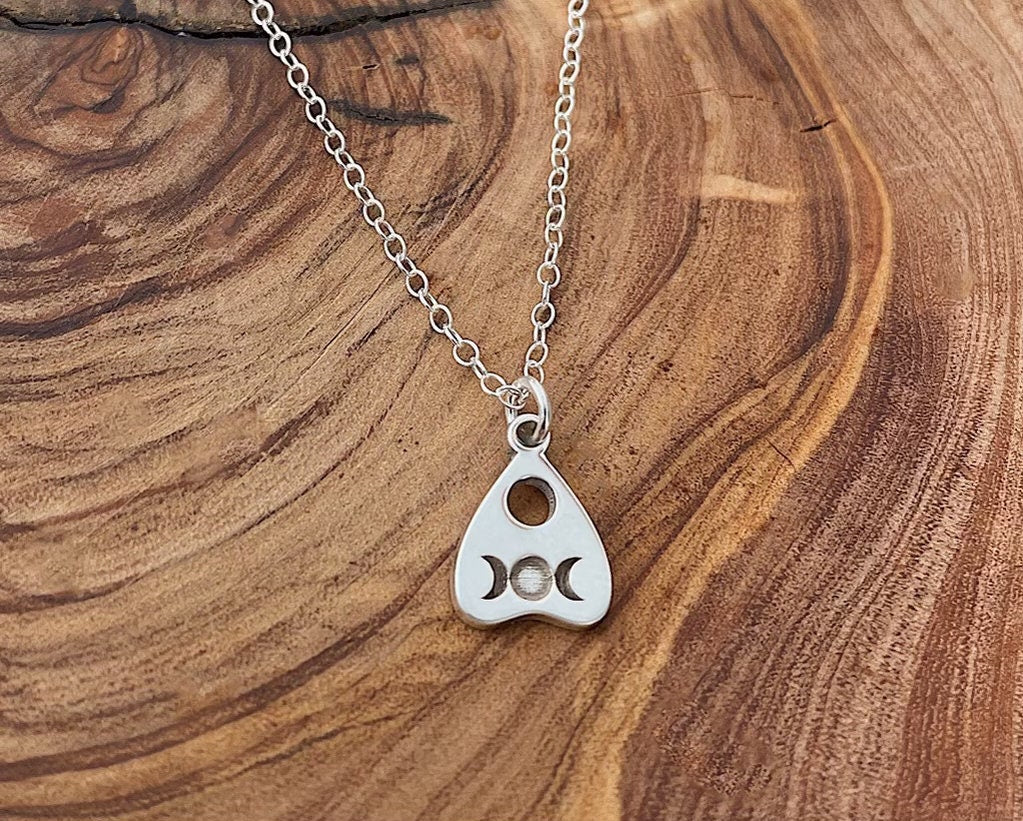 Dainty Planchette Sterling Silver Charm Necklace | Best Friend Birthday Gift | Halloween Necklace | Celestial Mystic Lunar Jewelry
