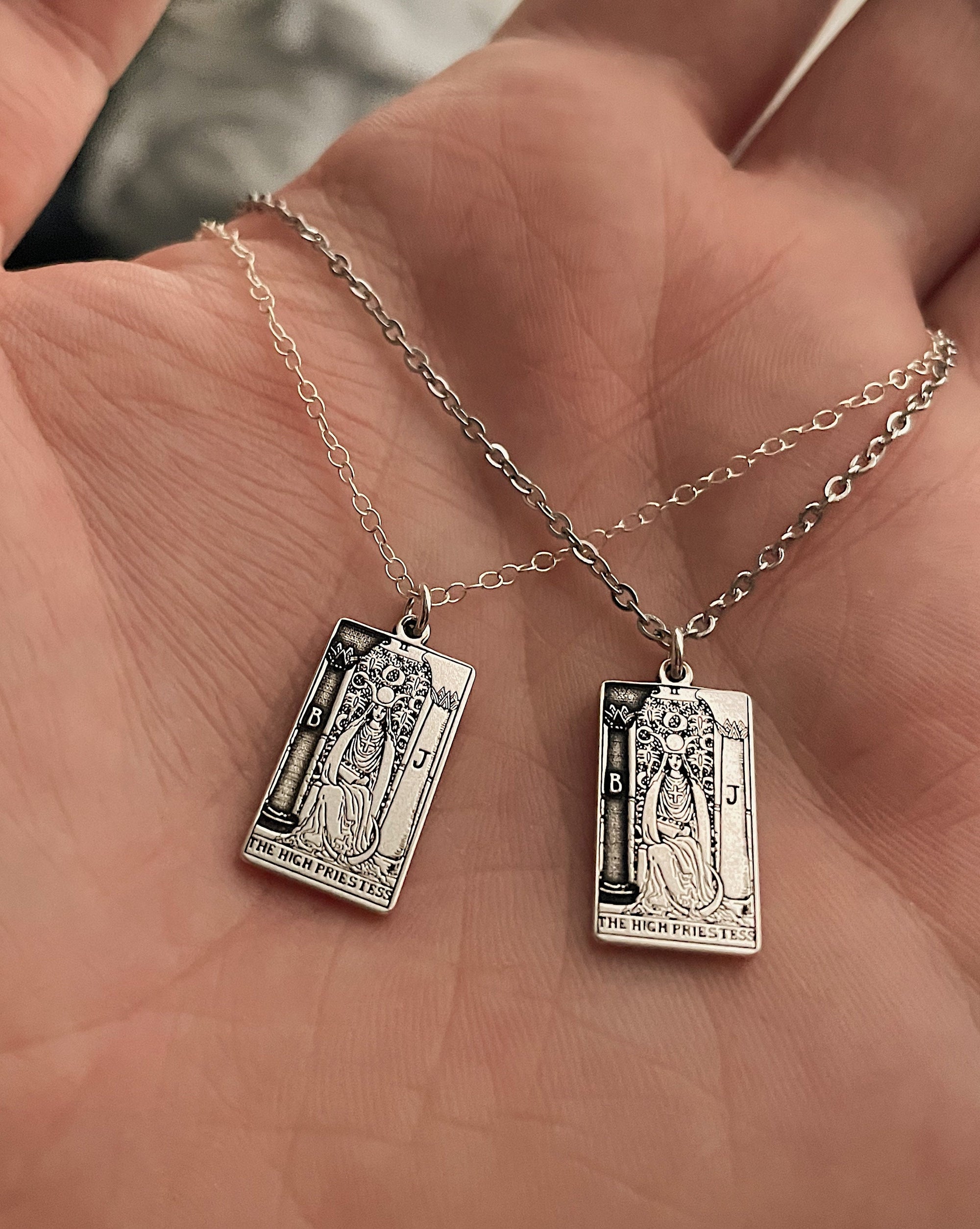 The High Priestess Tarot Card Necklace - Sterling Silver