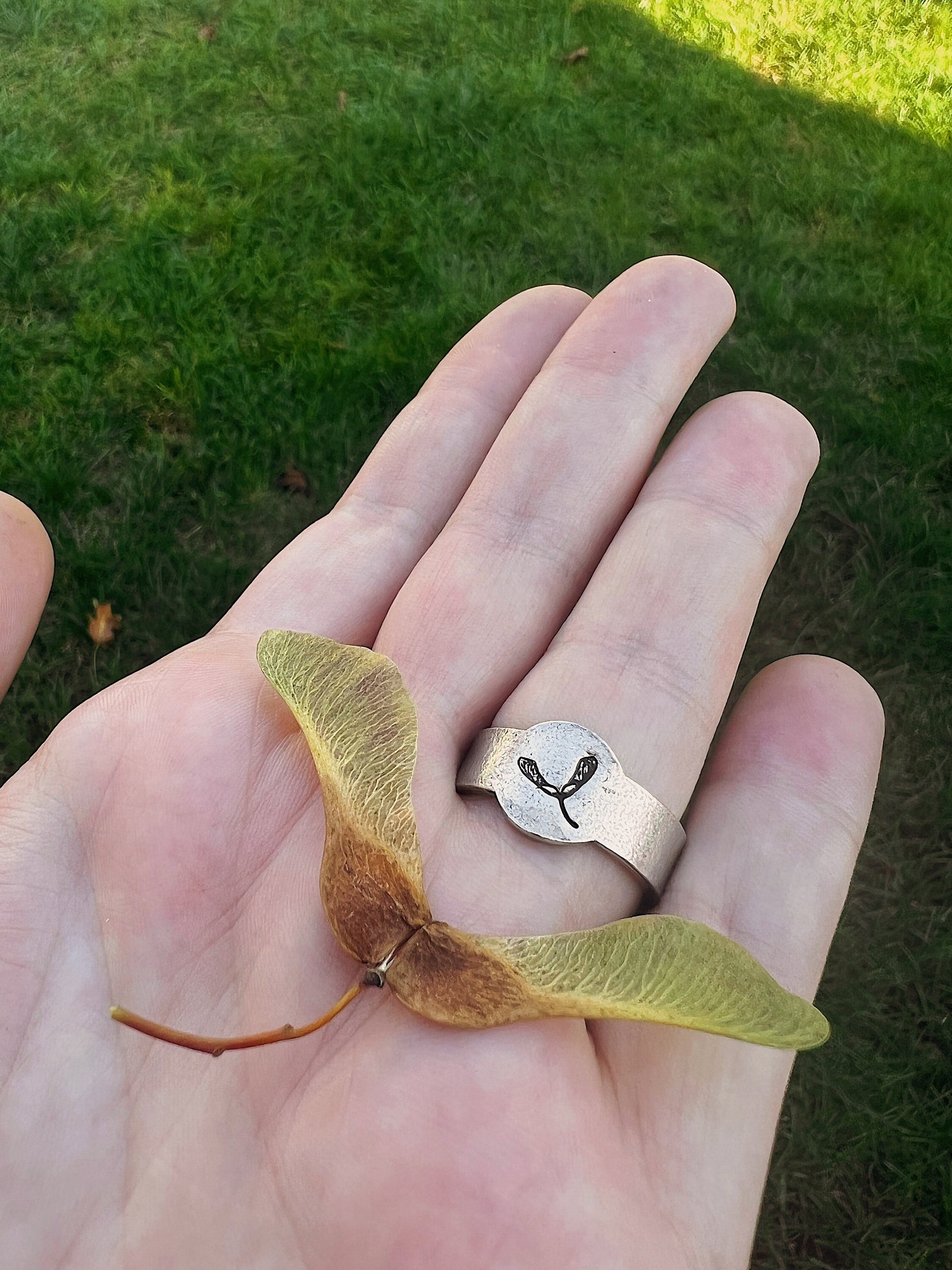 Maple Key Signet Ring | Polynose Ring | Whirligig Ring - Veeaien Designs