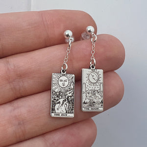22 CARDS: Dainty Tarot Card Sterling Silver Dangle Earring | Best Friend Birthday Gift | Tarot Card Earrings | Celestial Mystic Jewelry
