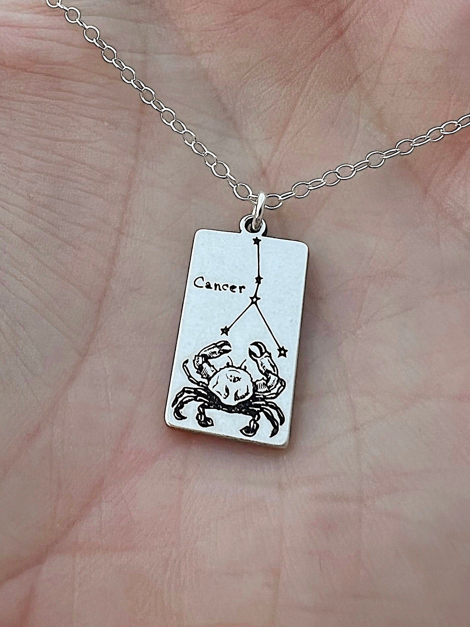Cancer Zodiac Sign Necklace - Sterling Silver