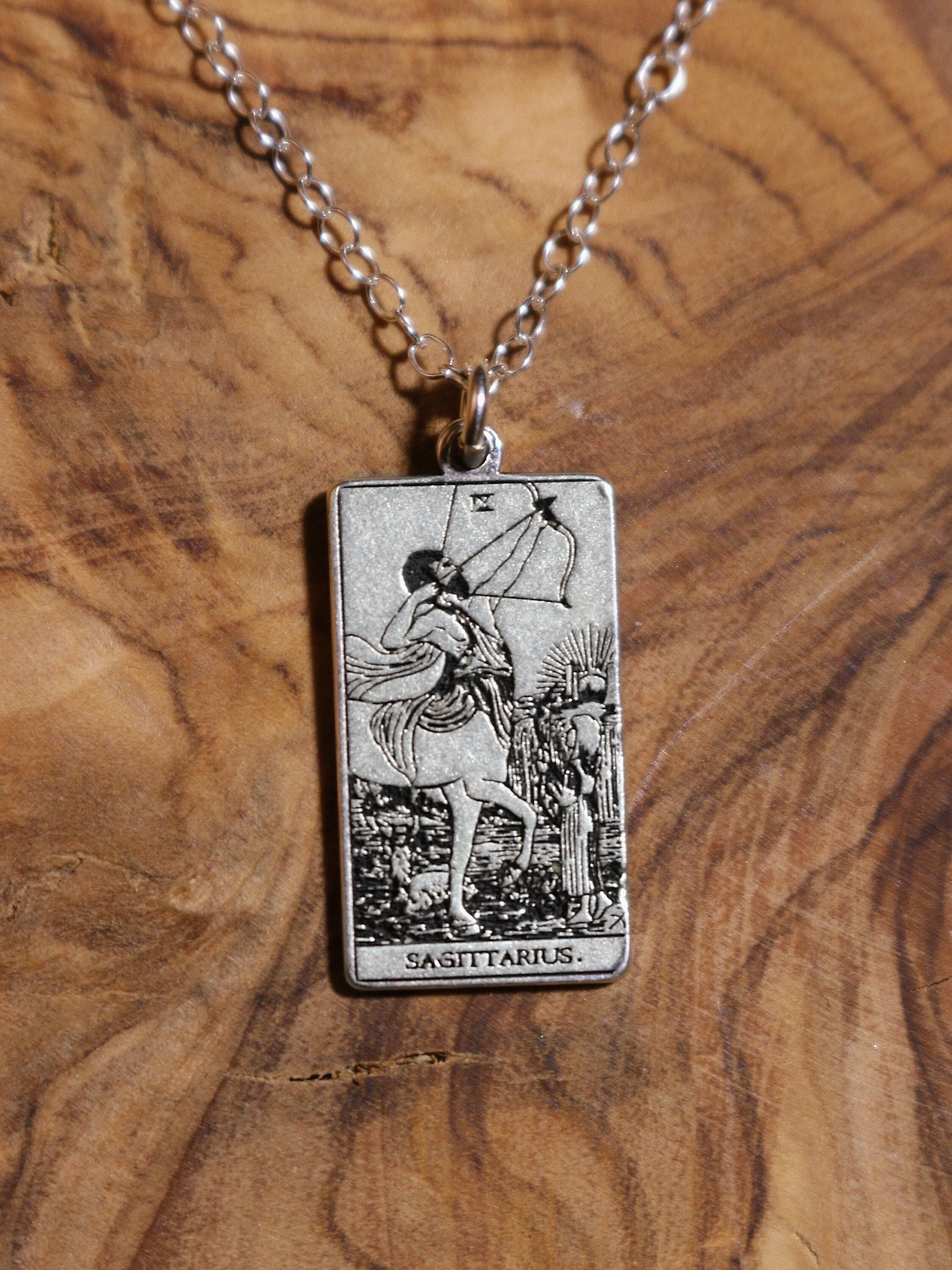 Sagittarius Death Tarot Card Inspired Zodiac Necklace - Sterling Silver