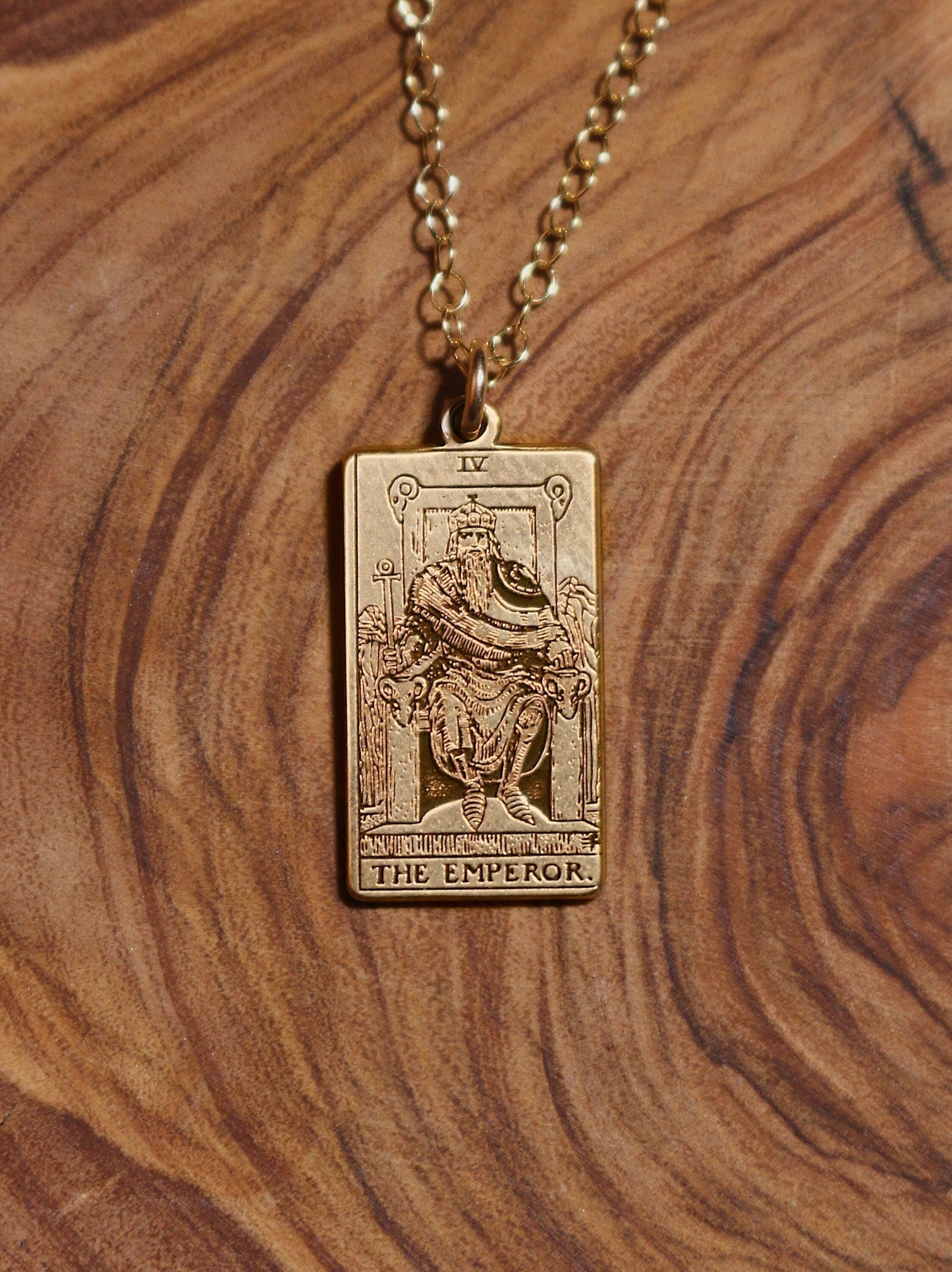 The Emperor Tarot Card Necklace - Gold Filled