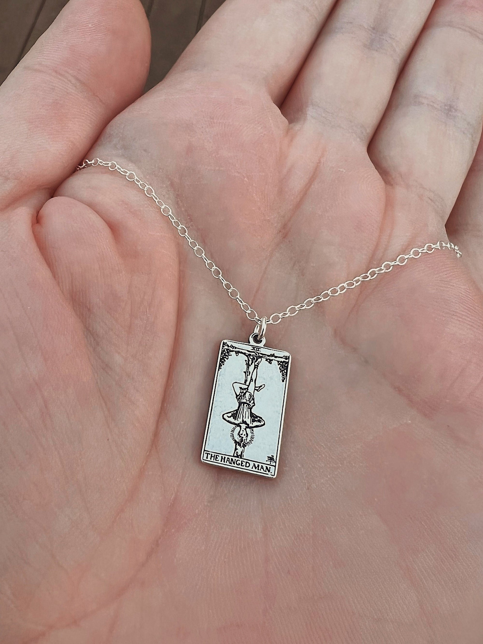 The Hanged Man Tarot Card Necklace - Sterling Silver