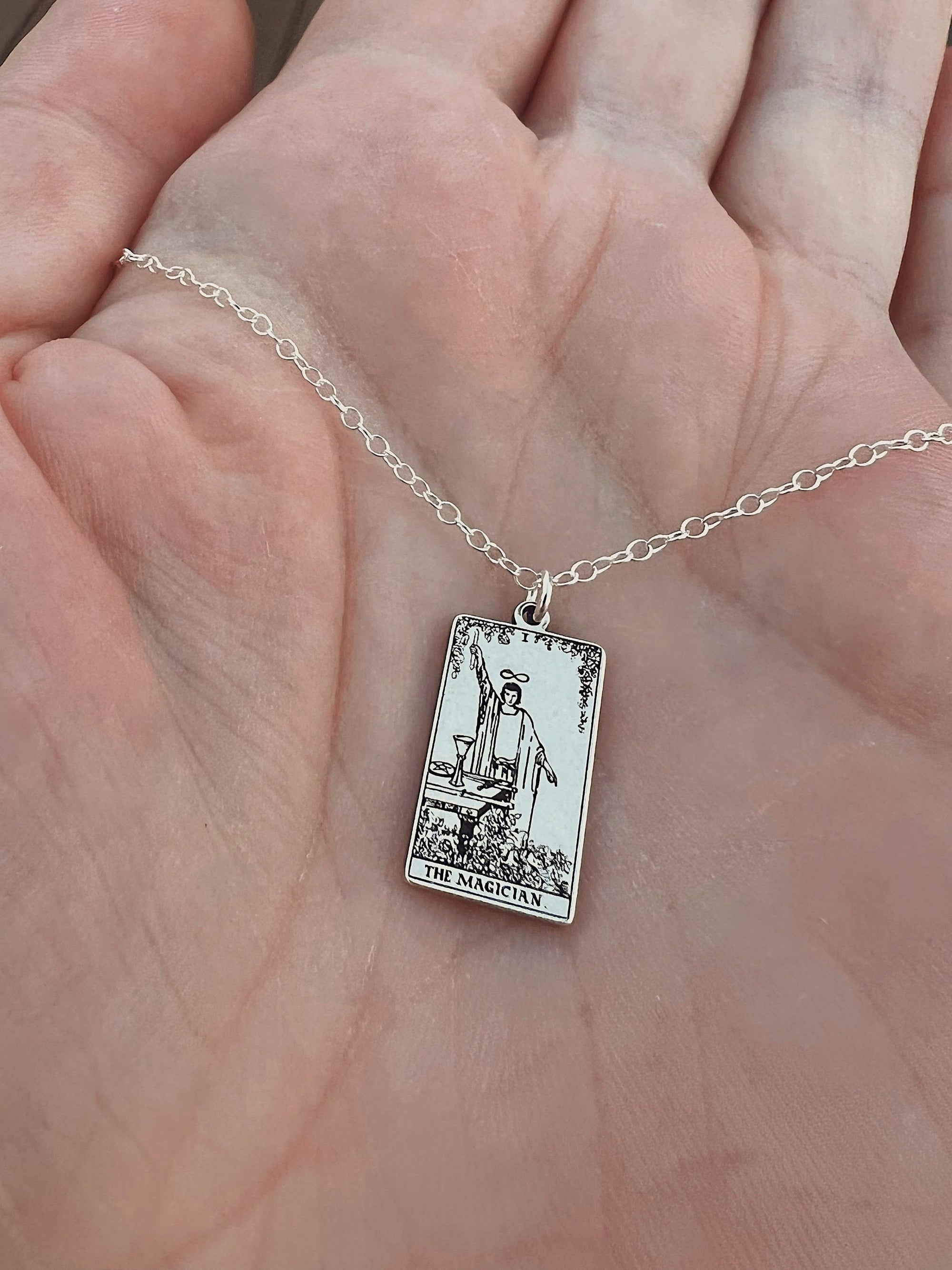 The Magician Tarot Card Necklace - Sterling Silver