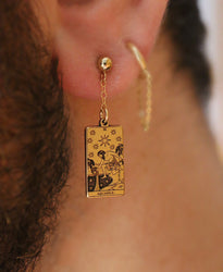 12 ZODIACS: Tarot Card Zodiac Gold Filled Dangle Earring | Best Friend Birthday Gift | Tarot Card Earrings | Celestial Mystic Jewelry
