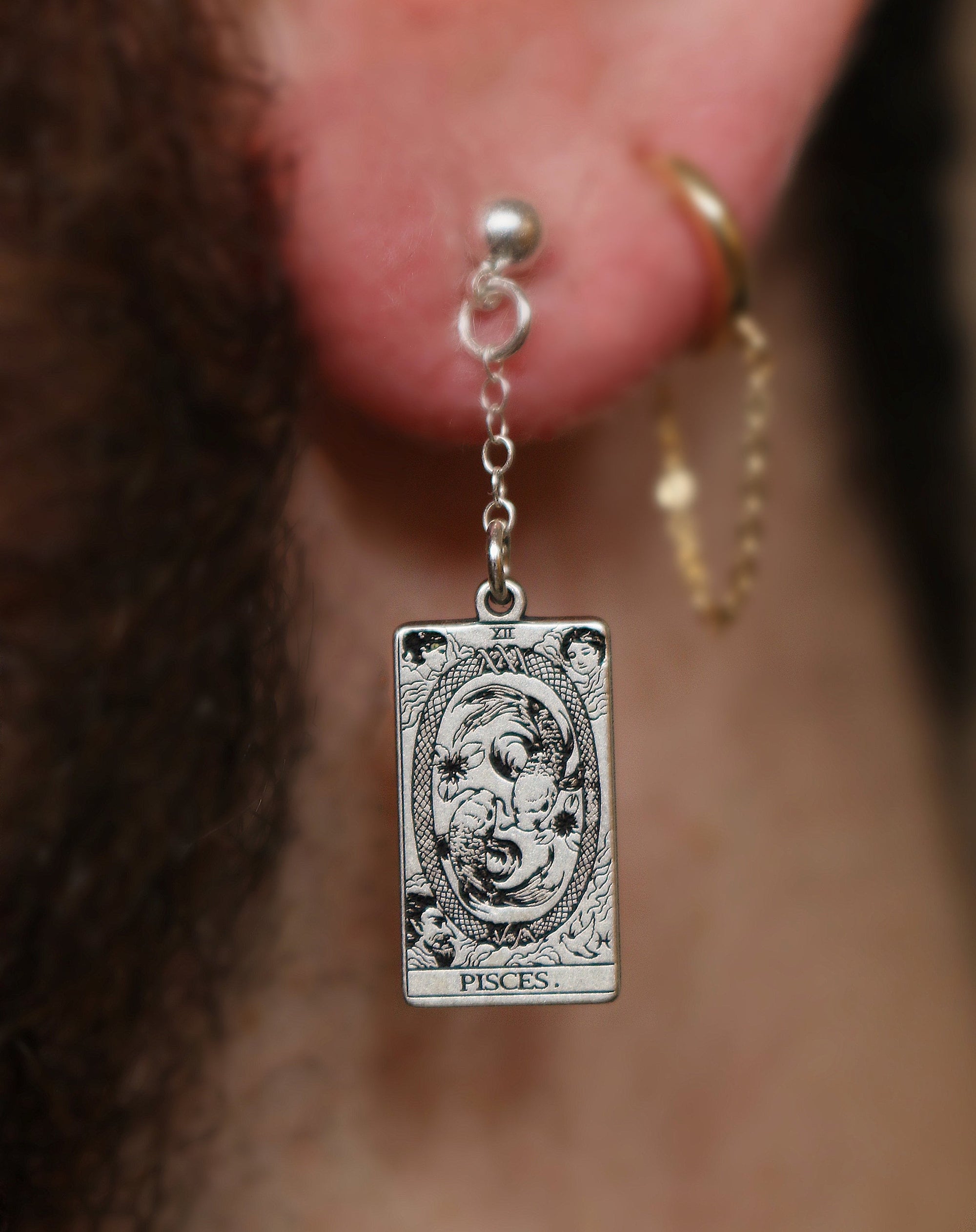12 ZODIACS: Tarot Card Zodiac Sterling Silver Dangle Earring | Best Friend Birthday Gift | Tarot Card Earrings | Celestial Mystic Jewelry