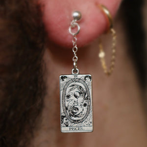 12 ZODIACS: Tarot Card Zodiac Sterling Silver Dangle Earring | Best Friend Birthday Gift | Tarot Card Earrings | Celestial Mystic Jewelry