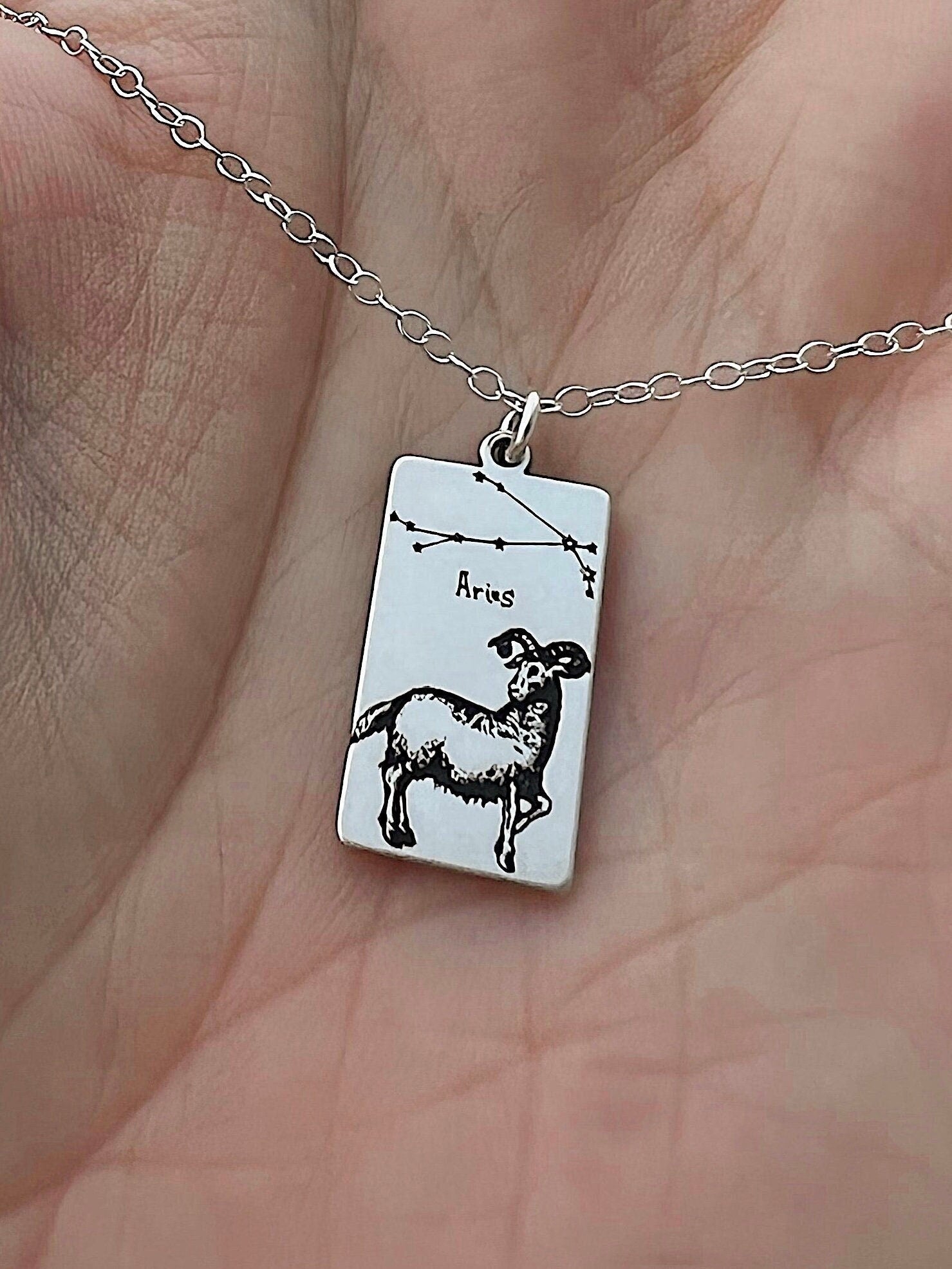 Aries Zodiac Sign Necklace - Sterling Silver