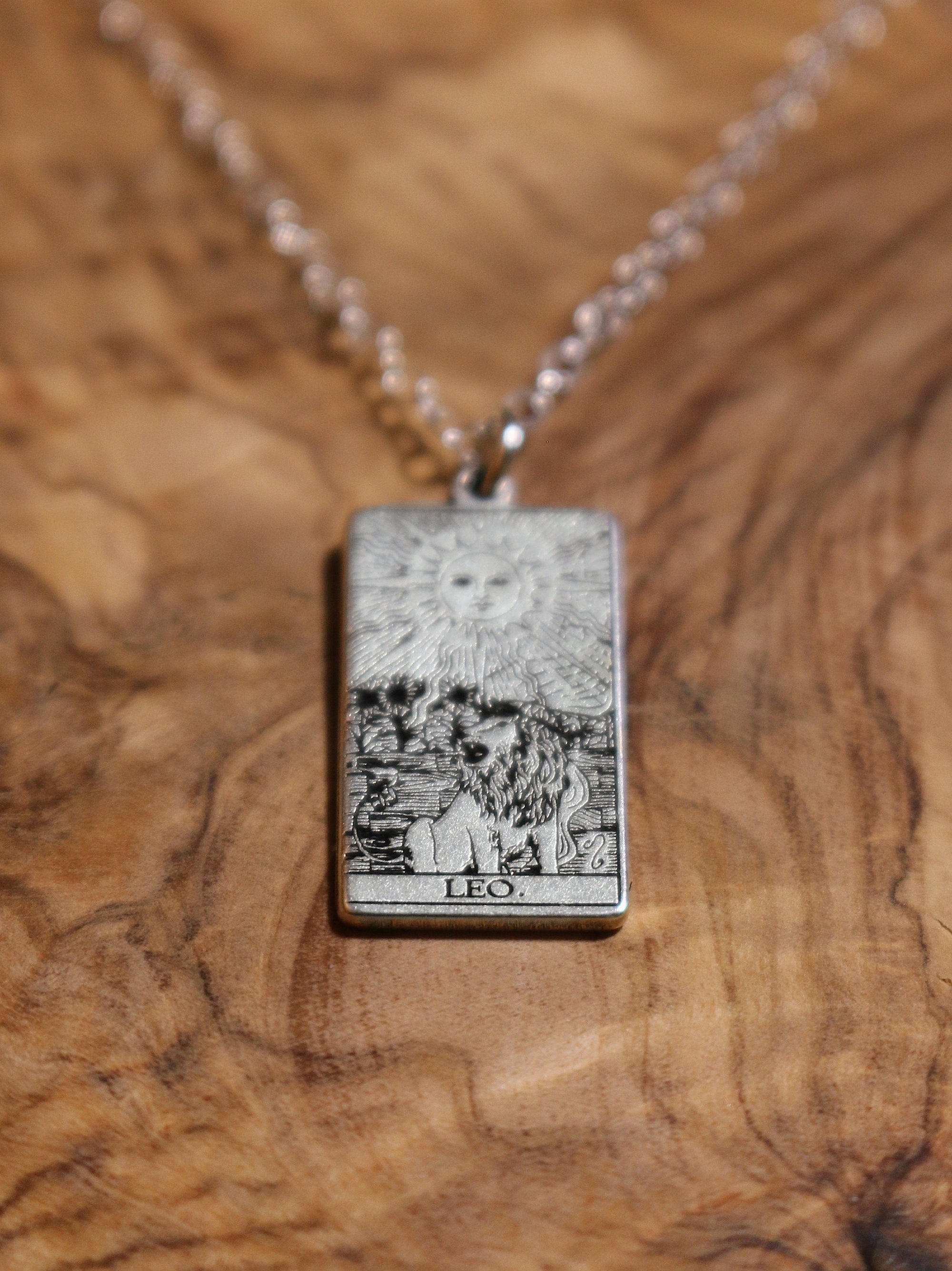 Leo The Sun Tarot Card Inspired Zodiac Necklace - Sterling Silver