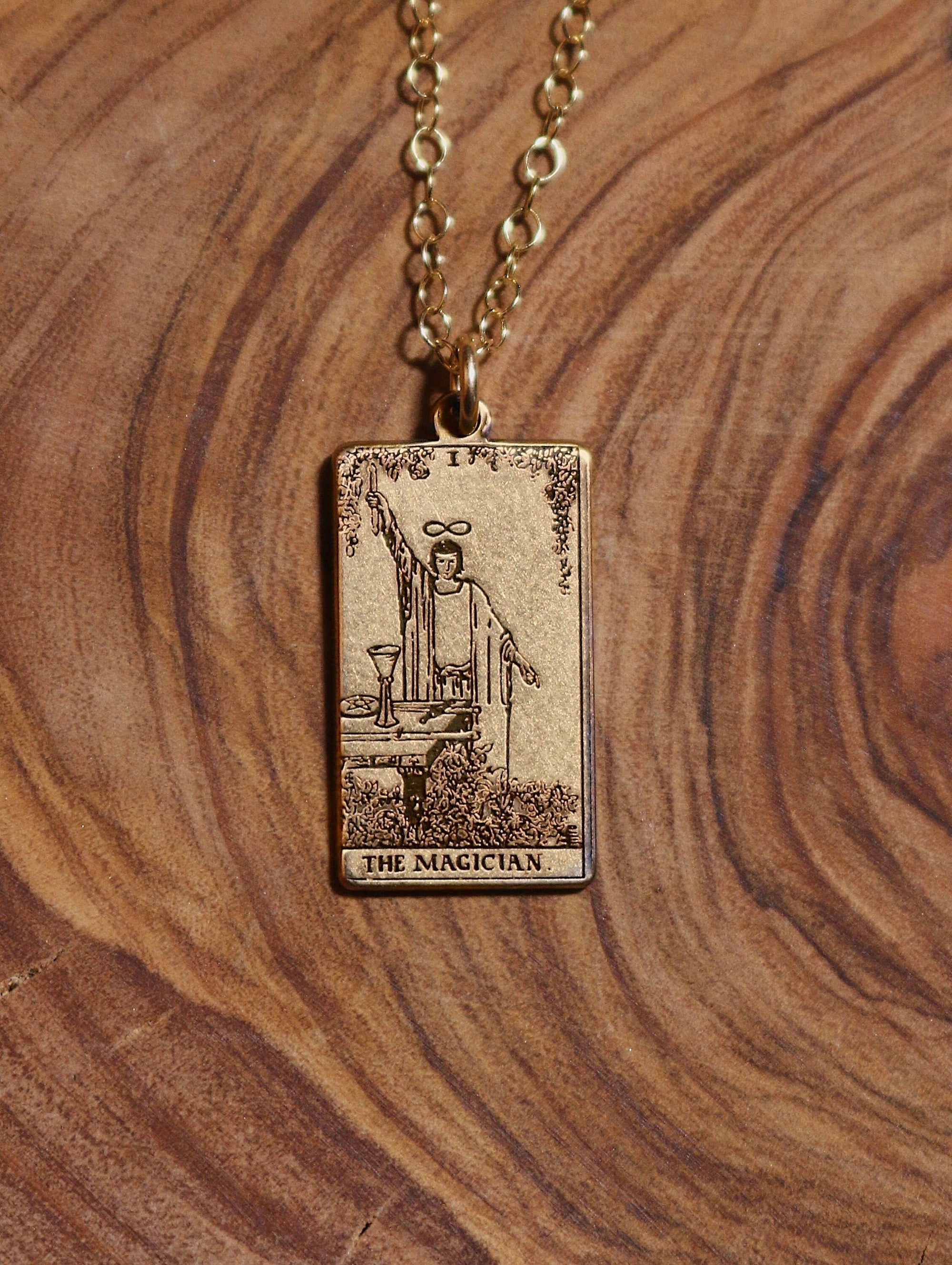 The Magician Tarot Card Necklace - Gold Filled