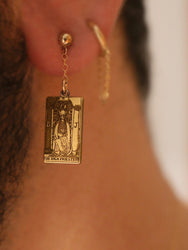 22 CARDS: Dainty Tarot Card Gold Filled Dangle Earring | Best Friend Birthday Gift | Tarot Card Earrings | Celestial Mystic Jewelry