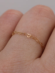 Valentines Day Ring | 14k Gold Chain Ring | Gold Filled Heart Chain Ring | Chain Layering Ring | Dainty Gold Jewelry | Everyday Ring for Her