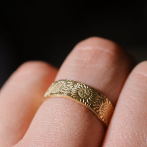 Gold Sunflower Ring | Birth Flower Ring | Wildflower | Best Friend Birthday Gift | 14k Gold Filled | Floral Jewelry | Valentines Day Gift