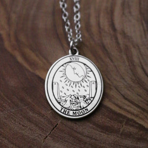 Round The Moon Tarot Card Necklace | Best Friend Birthday Gift | Tarot Card Necklace | Celestial Mystical Amulet | Dainty Witch Necklace