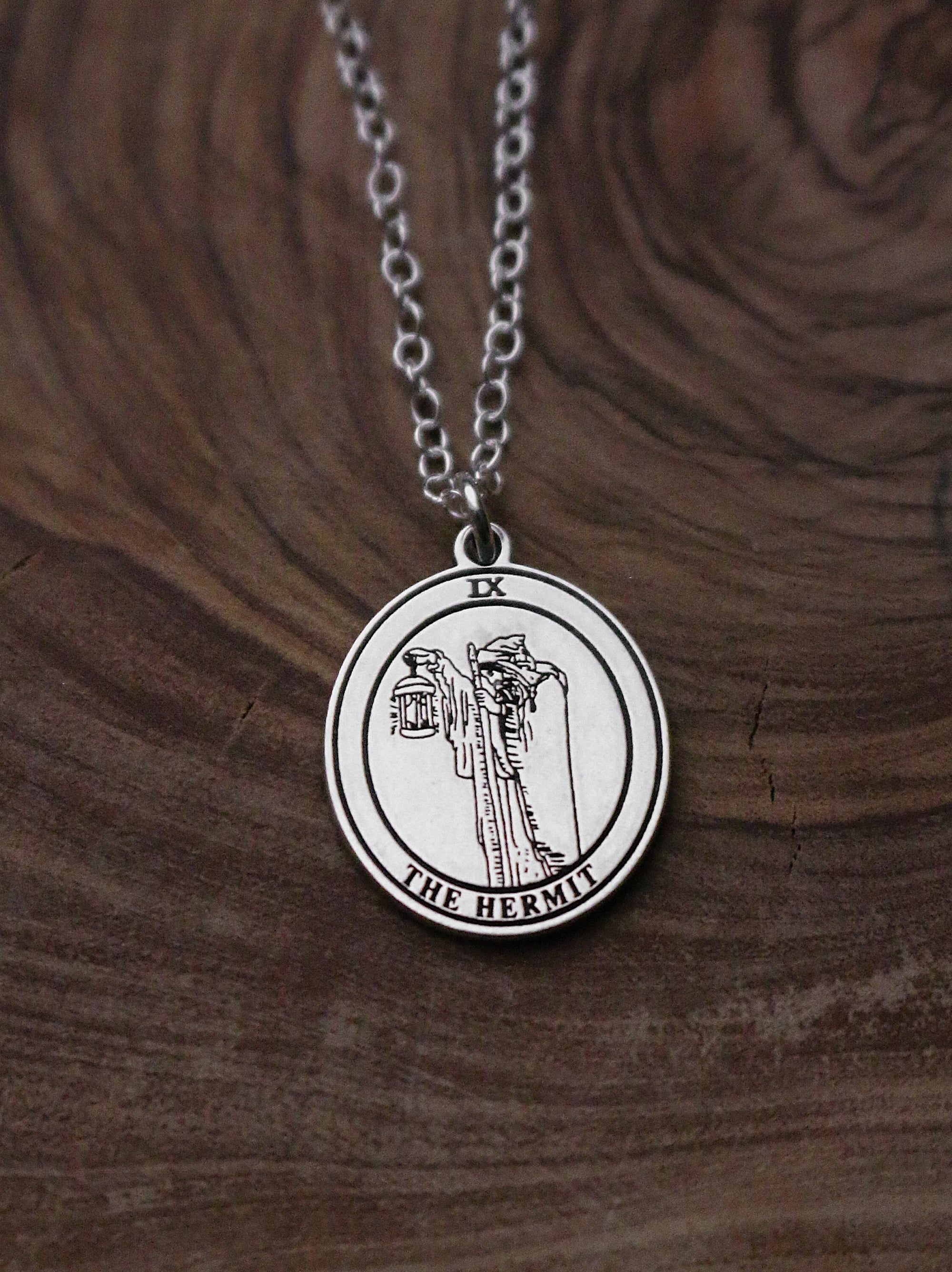 Round The Hermit Tarot Card Necklace | Best Friend Birthday Gift | Tarot Card Necklace | Celestial Mystical Amulet | Dainty Witch Necklace
