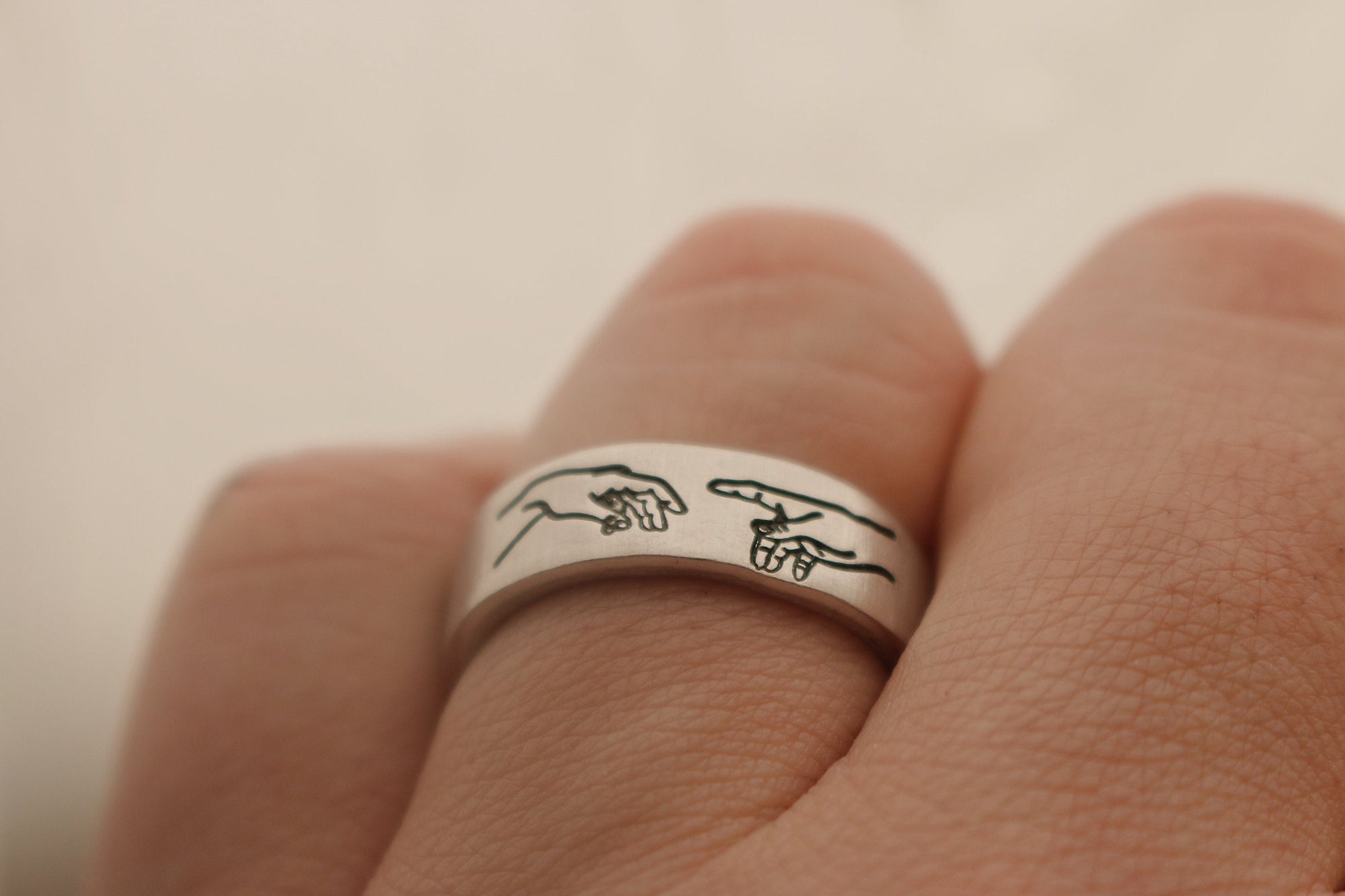 The Creation of Adam Ring | Michaelangelo Hands Jewelry | Minimalist Renaissance Ring | Best Friend Birthday Gift | Art Lover Ring