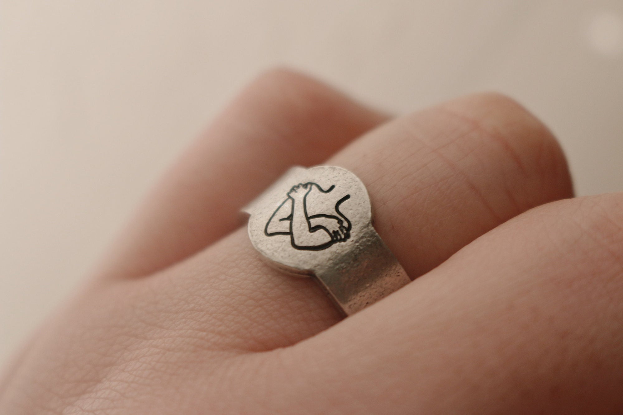 Self Love Ring | I Am Enough Inspirational Jewelry | Best Friend Birthday Gift | Rustic Love Yourself Hug Signet Ring | Be Kind To Your Mind