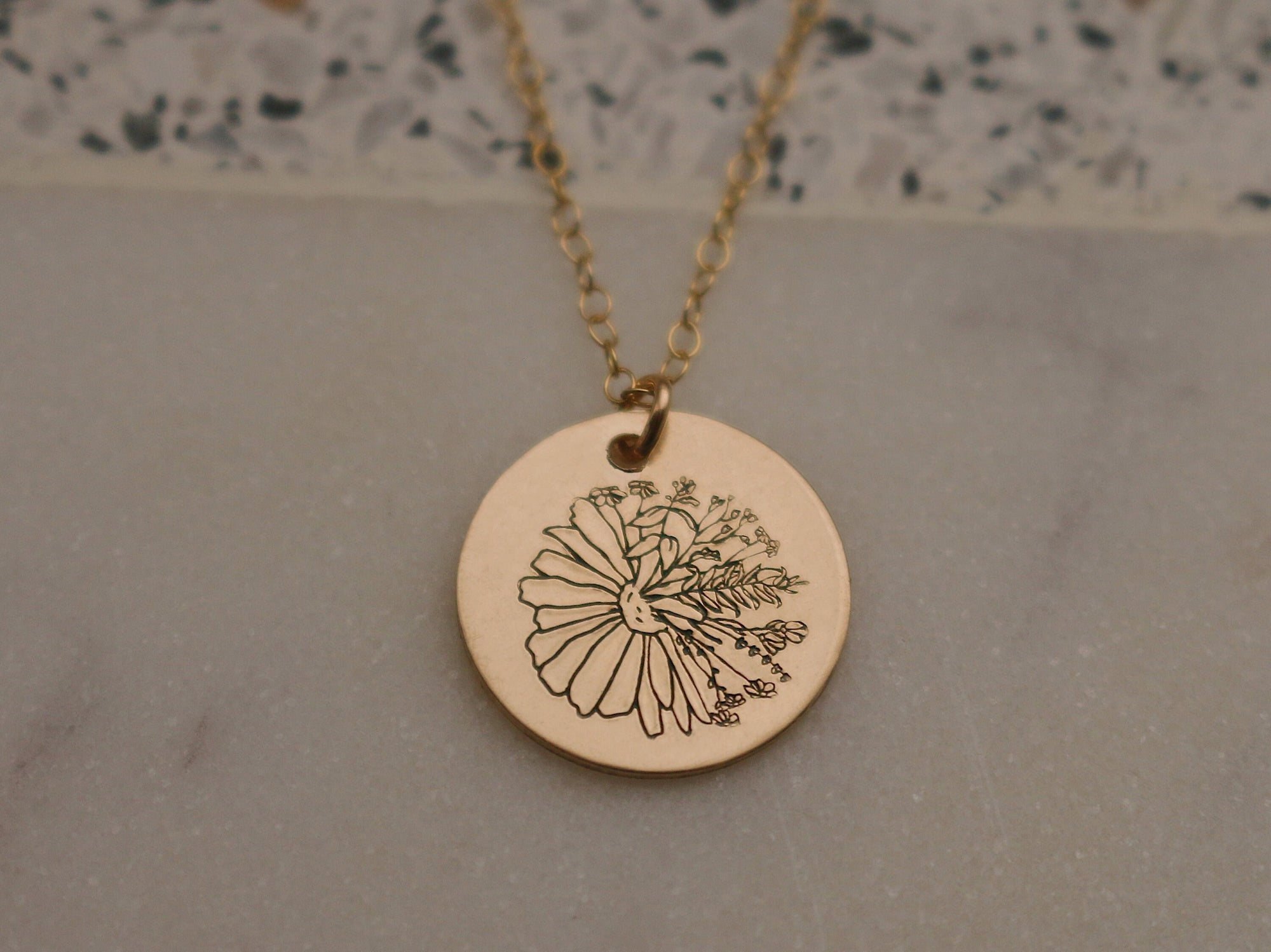 Wildflower Daisy Gold Necklace | Rustic Floral Necklace | Best Friend Birthday Gift | Mother's Day | Wild Flower Jewelry | Floral Jewelry