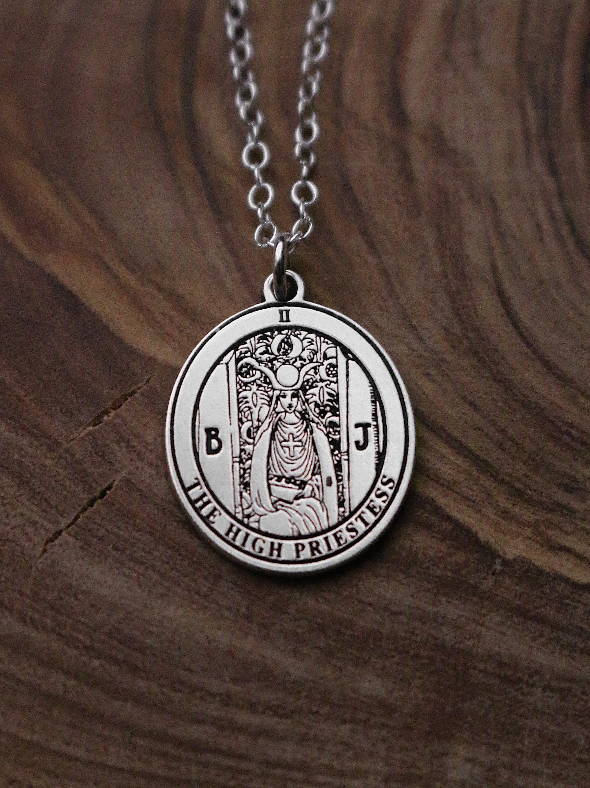 Round The High Priestess Tarot Card Necklace | Best Friend Birthday Gift | Tarot Card Necklace | Celestial Mystical | Dainty Witch Necklace