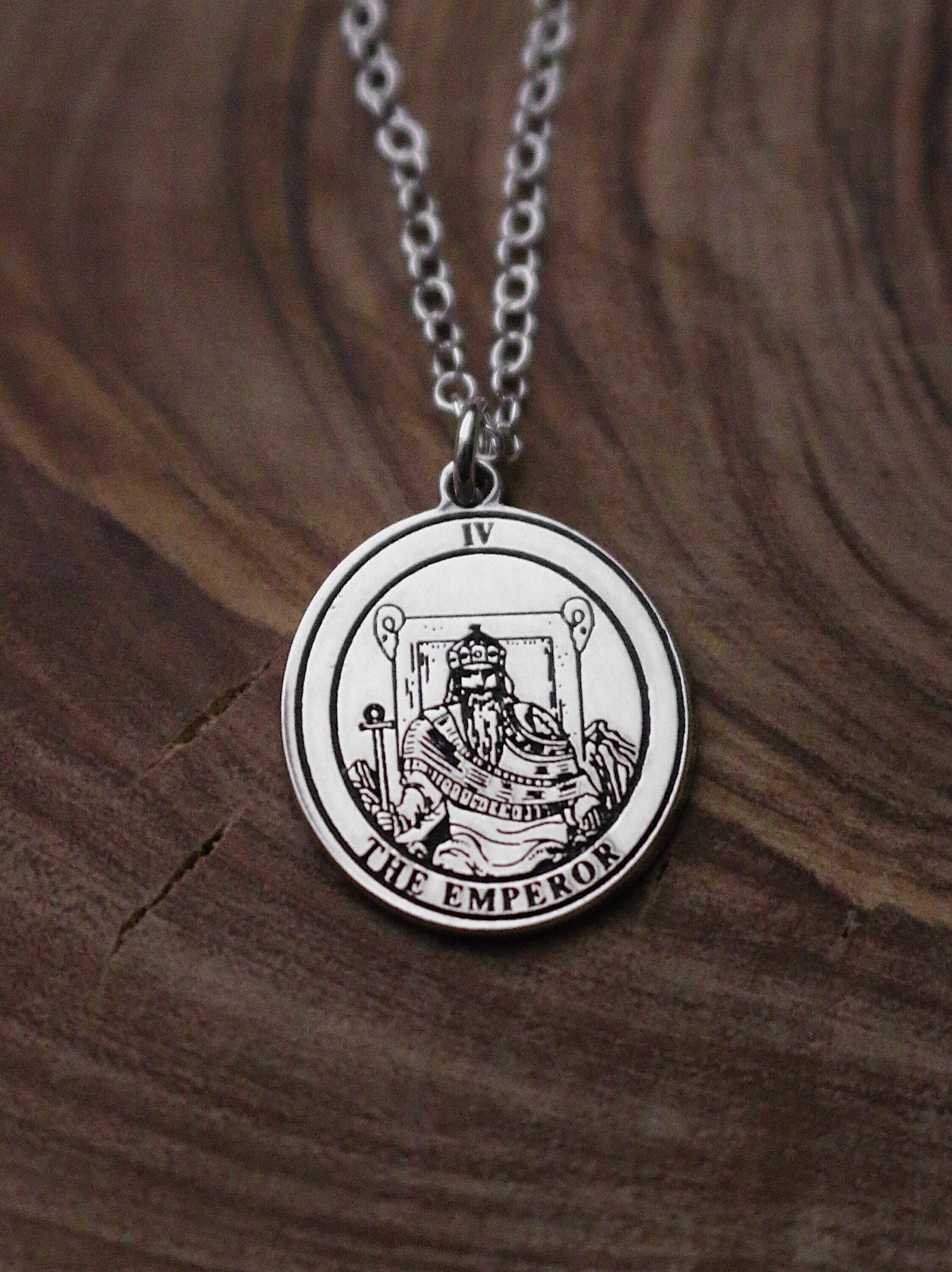Round The Emperor Tarot Card Necklace | Best Friend Birthday Gift | Tarot Card Necklace | Celestial Mystical Amulet | Dainty Witch Necklace