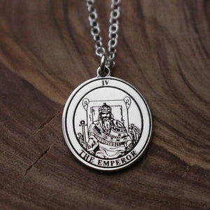 Round The Emperor Tarot Card Necklace | Best Friend Birthday Gift | Tarot Card Necklace | Celestial Mystical Amulet | Dainty Witch Necklace