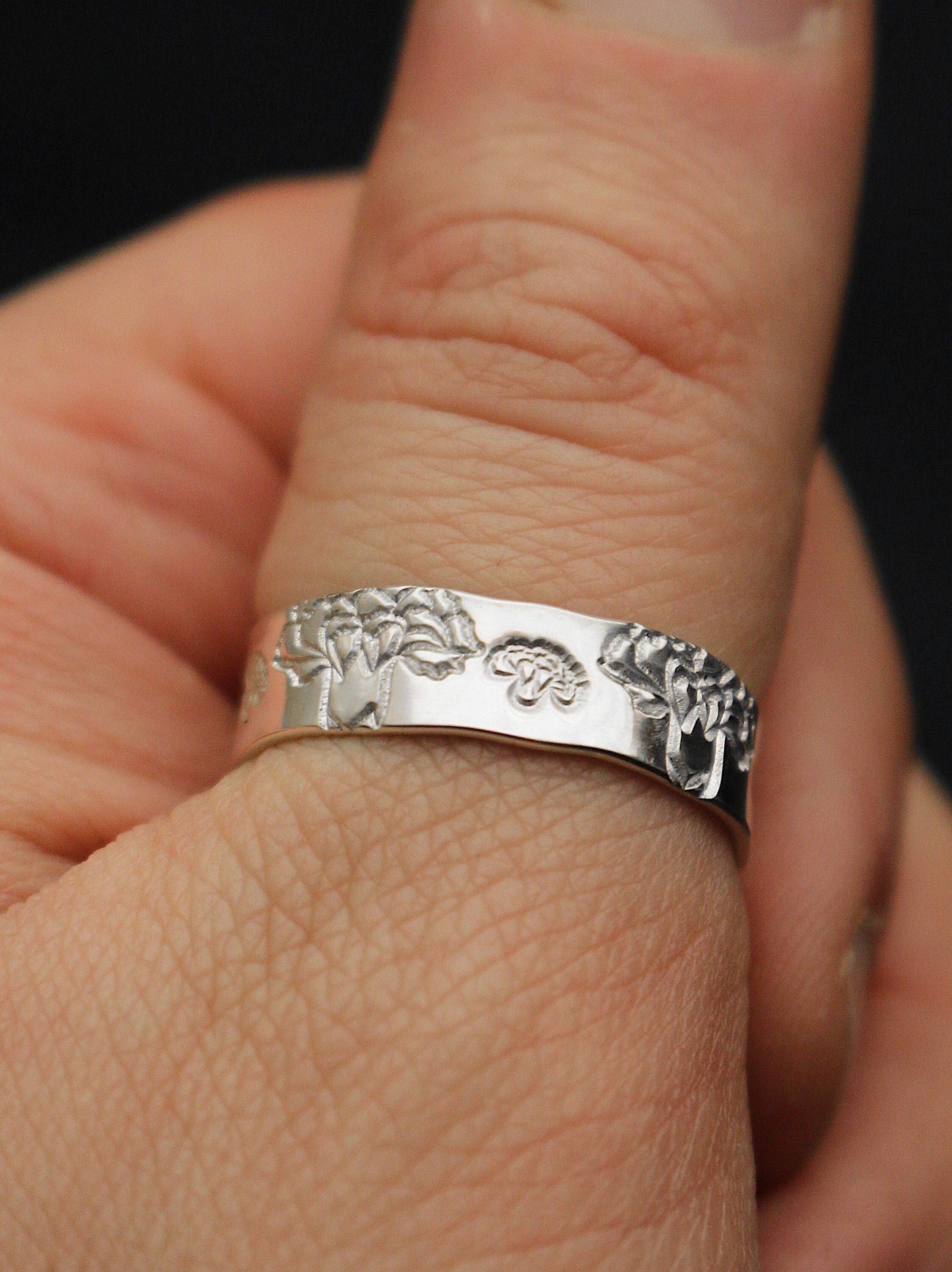 Carnation Ring | January Birth Flower Ring | Best Friend Gift | 14k Gold Filled or Sterling | Floral Jewelry | January Birth Ring