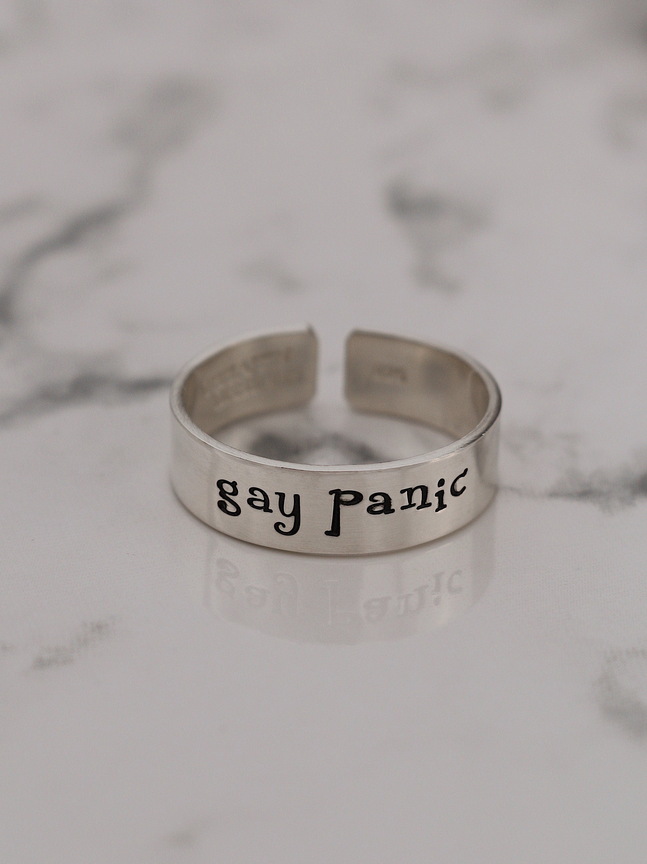 Gay Panic Ring | Gay Pride Jewelry | LGBTQ Friend Gift | Pride Jewelry | LGBTQ+ Pride Ring | Funny Gay Jewelry | Sarcastic Gay Gift